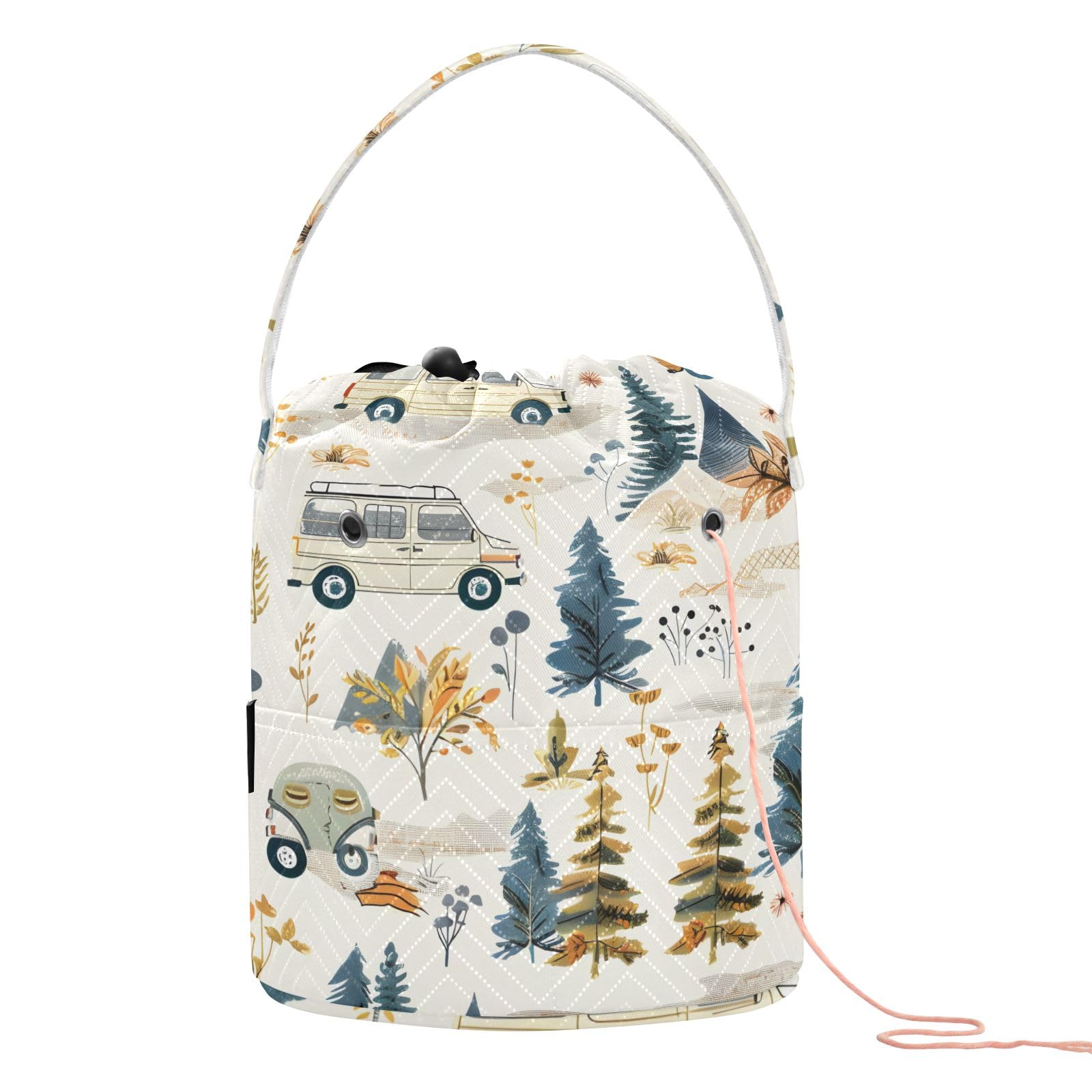 Yarn Storage Bag Small Crochet Bag Knitting Bag Organizer Car and Tree Yarn Bags for Crocheting Basket