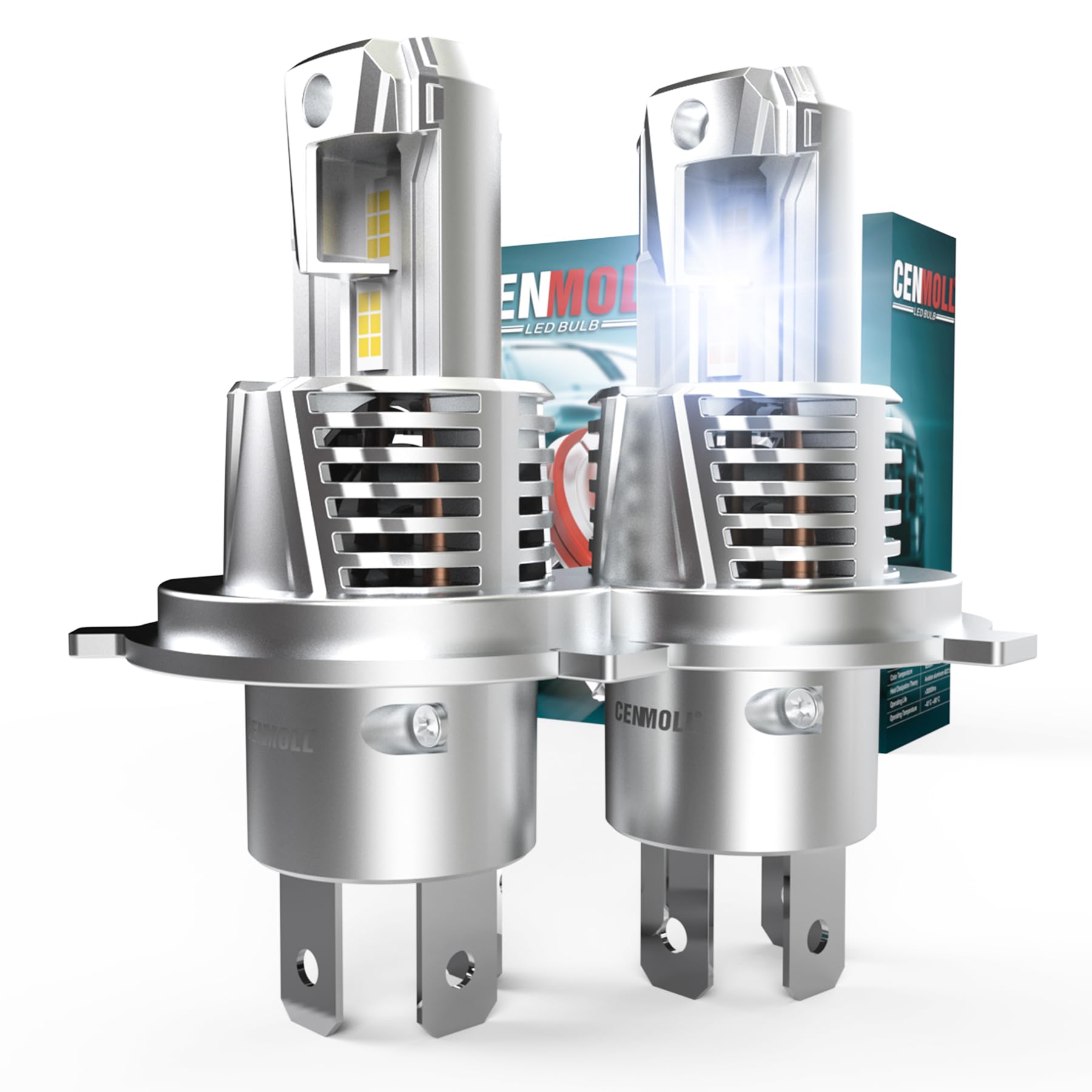 H4 Lampadine per fari a LED, 90W 18000LM 500% di luminosità Angolo del fascio regolabile a 360 gradi Lampadine per fari H4 Fascio alto/basso Canbus Senza errori 6500K Bianco, Confezione da 2