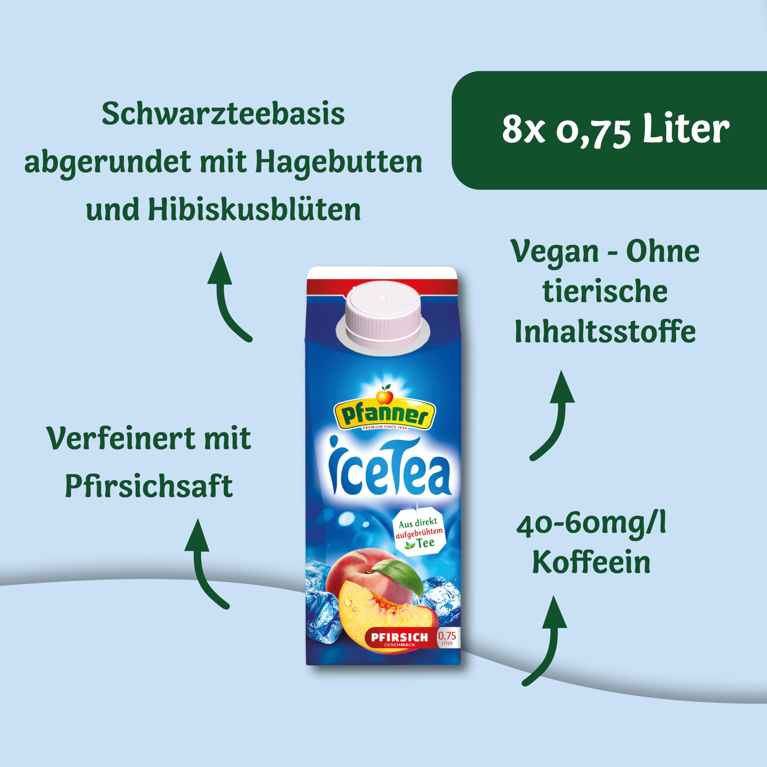 Pfanner IceTea - Melocotón (8 x 0,75 l)