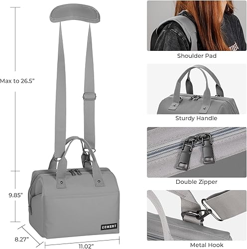 Miniatura 3 de ECHSRT Lonchera térmica para mujereshombres, bolsa de almuerzo reutilizable de 10 litros con correa ajustable para el hombro, a prueba de fugas para