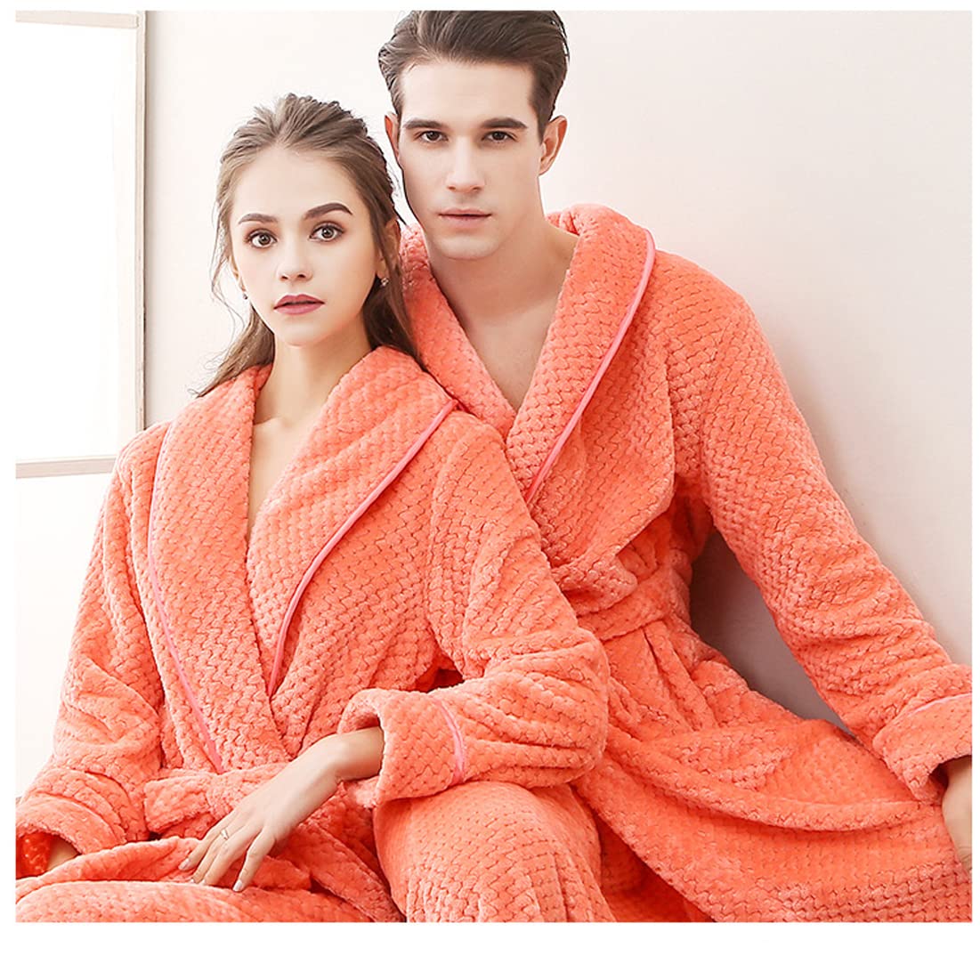 Dla dorosłych Odzież domowa Długi szlafrok, Gorset Kimono Robe Polarowy Wielokolorowy Wiele rozmiarów(Pink,Female/XL)