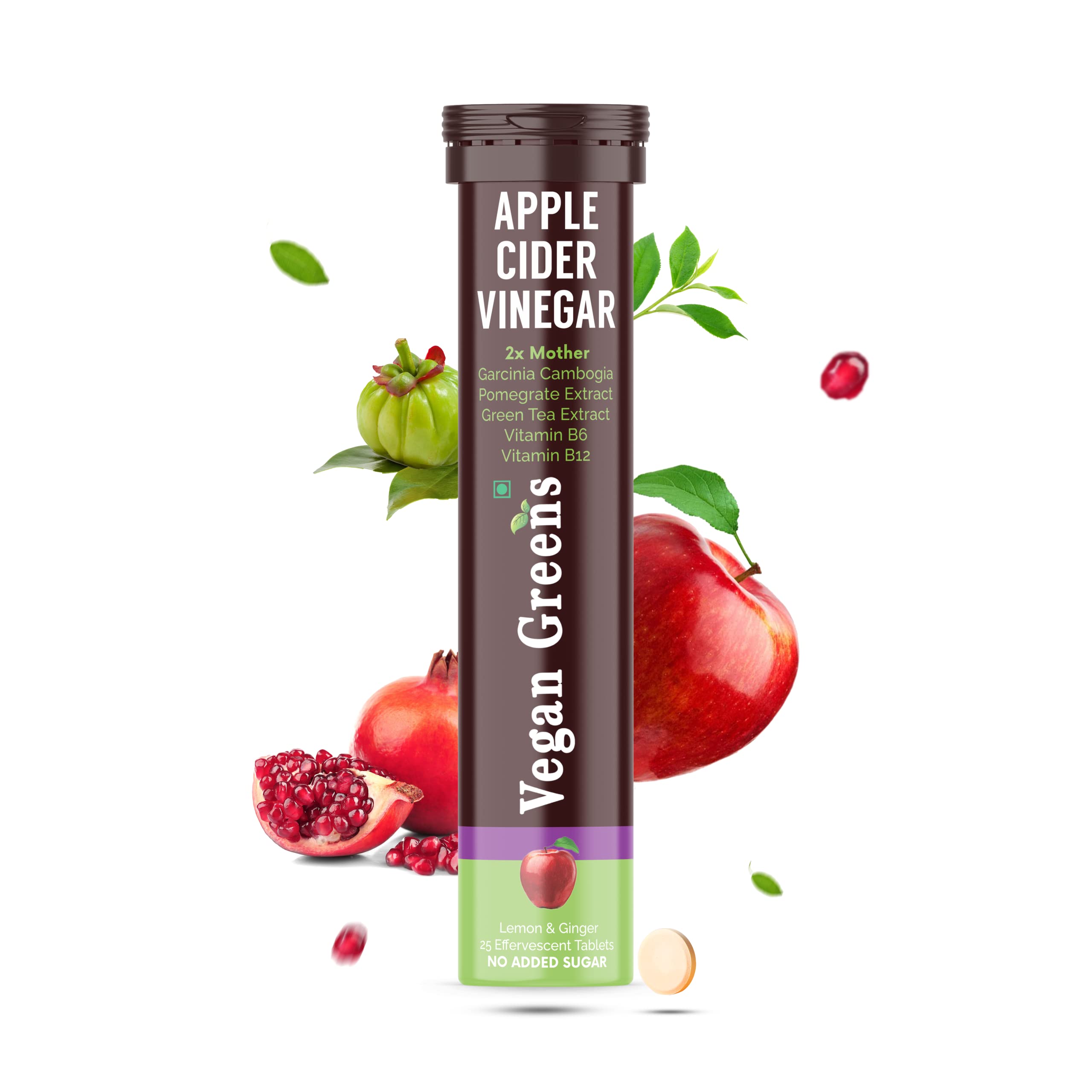 Vegan Greens Apple Cider Vinegar For Weight Loss with 2x Mother, Garcinina Gambogia, Pomegrate & Greens Tea, Vitamin B6 & B12. Easy Digestion, Vegan, Detox, Gut & Skin (Lemon & Ginger, 25 Count)-image-16