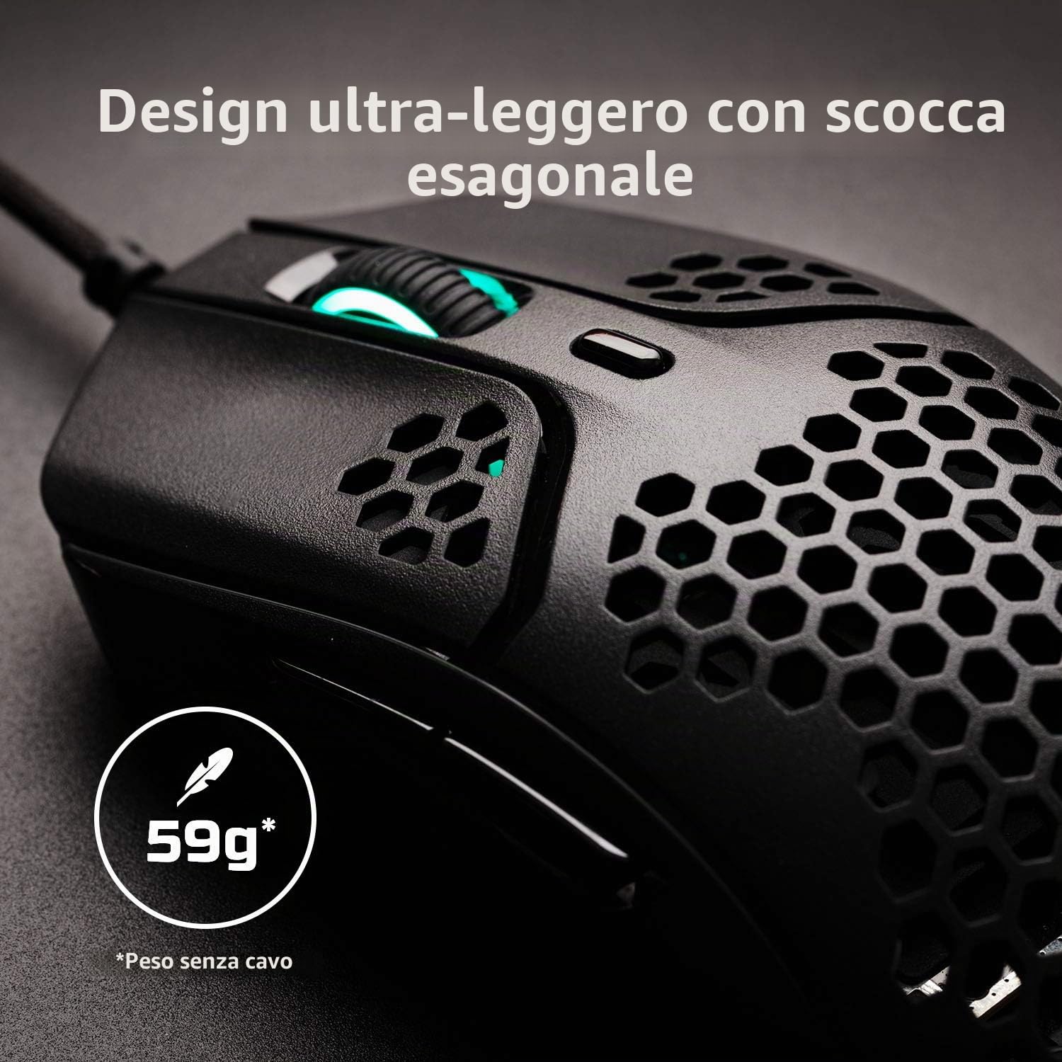 HyperX Pulsefire Haste, Mouse Gaming Cablato, Illuminazione RGB, 6 Tasti Programmabili, 16000 DPI, Resistenza a 60 Milioni di Clic, Cavo HyperFlex, Compatibile con con Varie Piattaforme, Bianco/Rosa