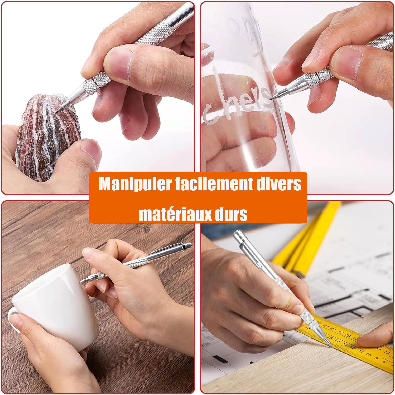 Treki 2 punte per tracciare in carburo di tungsteno punta da tracciare in metallo con 10 punte da tracciare di ricambio Scriber Tool Penna per incisione con magnete per metallo ceramica vetro legno