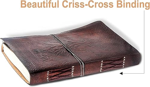 Miniatura 6 de Tree of Life - Cuaderno de cuero (180 páginas) - Diarios recargables vintage antiguos de cuero genuino para hombres y mujeres - 7 x 10 pulgadas sin
