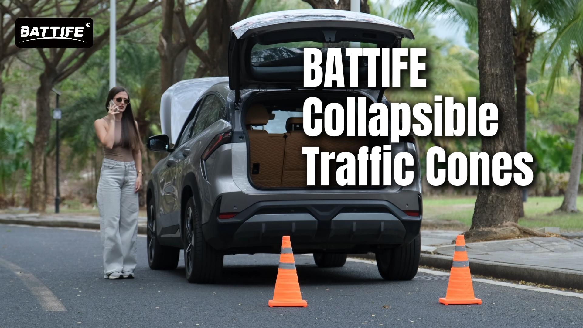 Image of BATTIFE 8 Pack 28 Inch Collapsible Traffic Cones, Orange Safety Cones