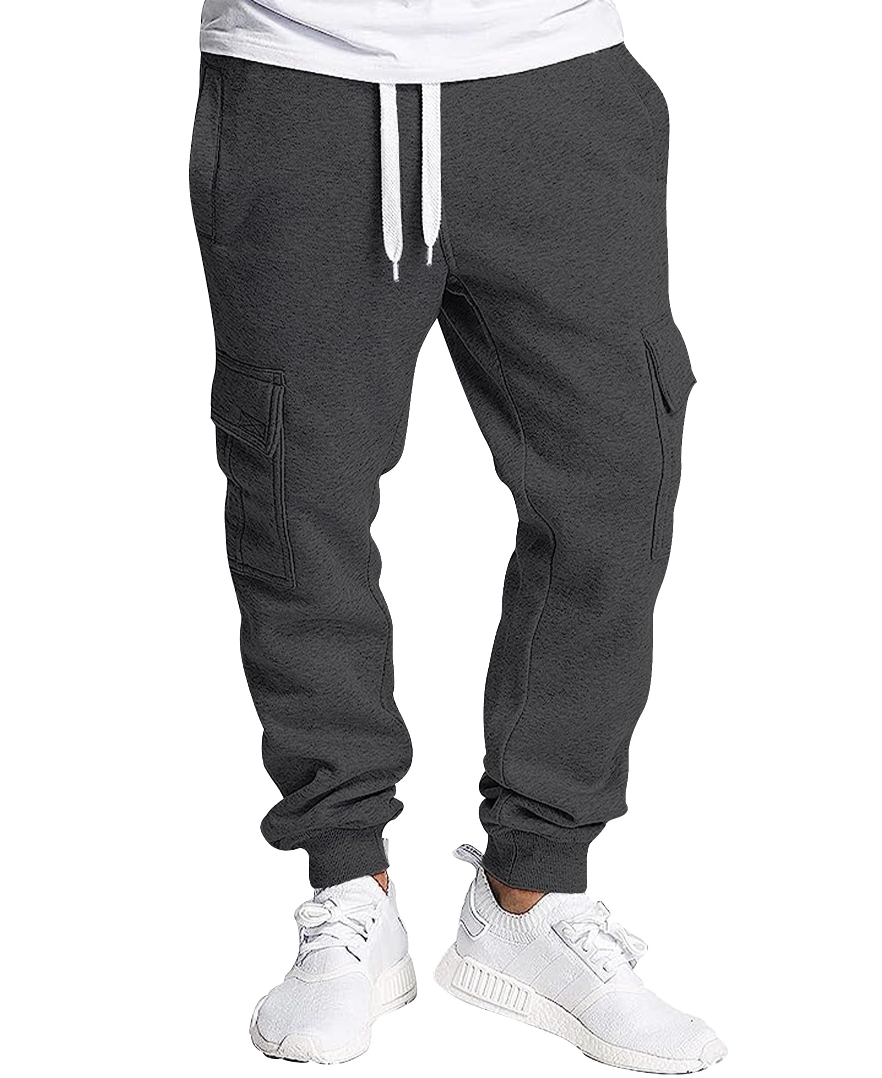 Southpole Men's Active Basic Jogger Fleece Pants Sweatpants, Heather Charcoal, Medium