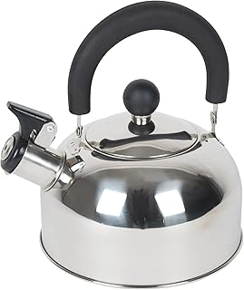 Bo-Camp - Bouilloire sifflet - Trend 1 - Poignée pliable - 1,2 Litres, Argent