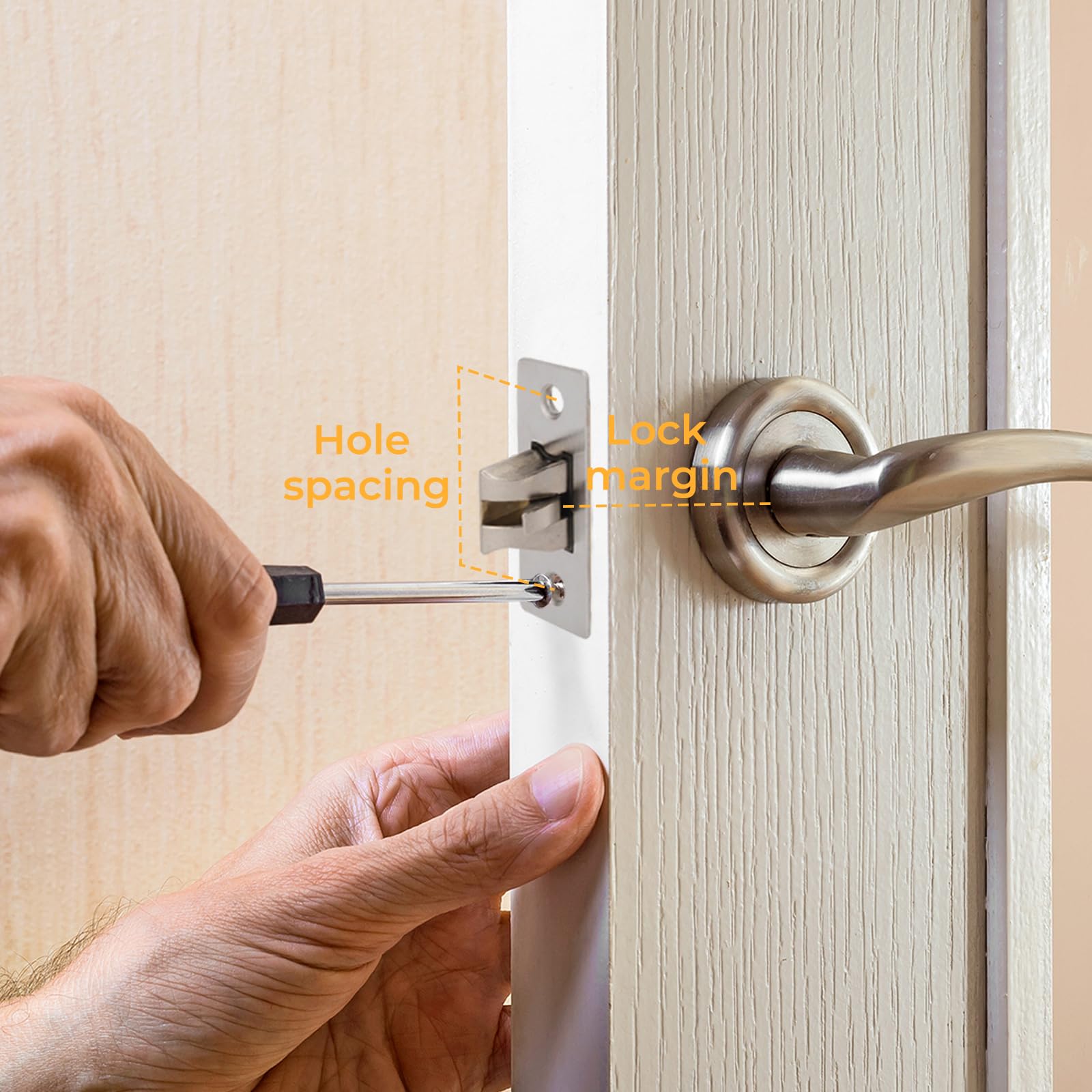 Hsrag 60mm Tubular Mortice Latch, T-60 Anti-Pick Lock Latch, Stainless Steel for Internal Door Latch Bathroom Door Handles - Image 4