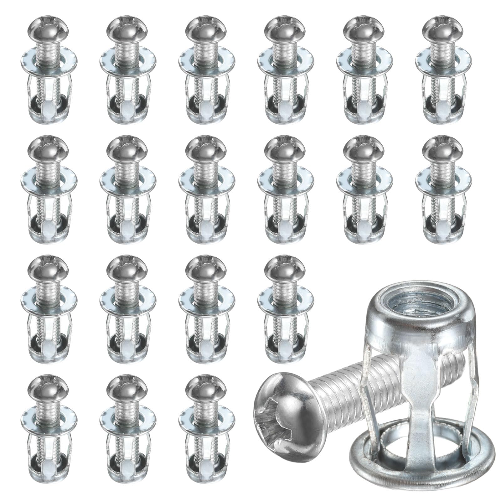 PATIKIL 20Pcs Expansion Screw Petal Nut, M8x30 Hollow Wall Anchors Hollow Door Anchors for Aluminium Cladding Steel Pipe Iron Sheet Plastic Sheet Drywall Thin Wall Zinc Plate, Silver Tone