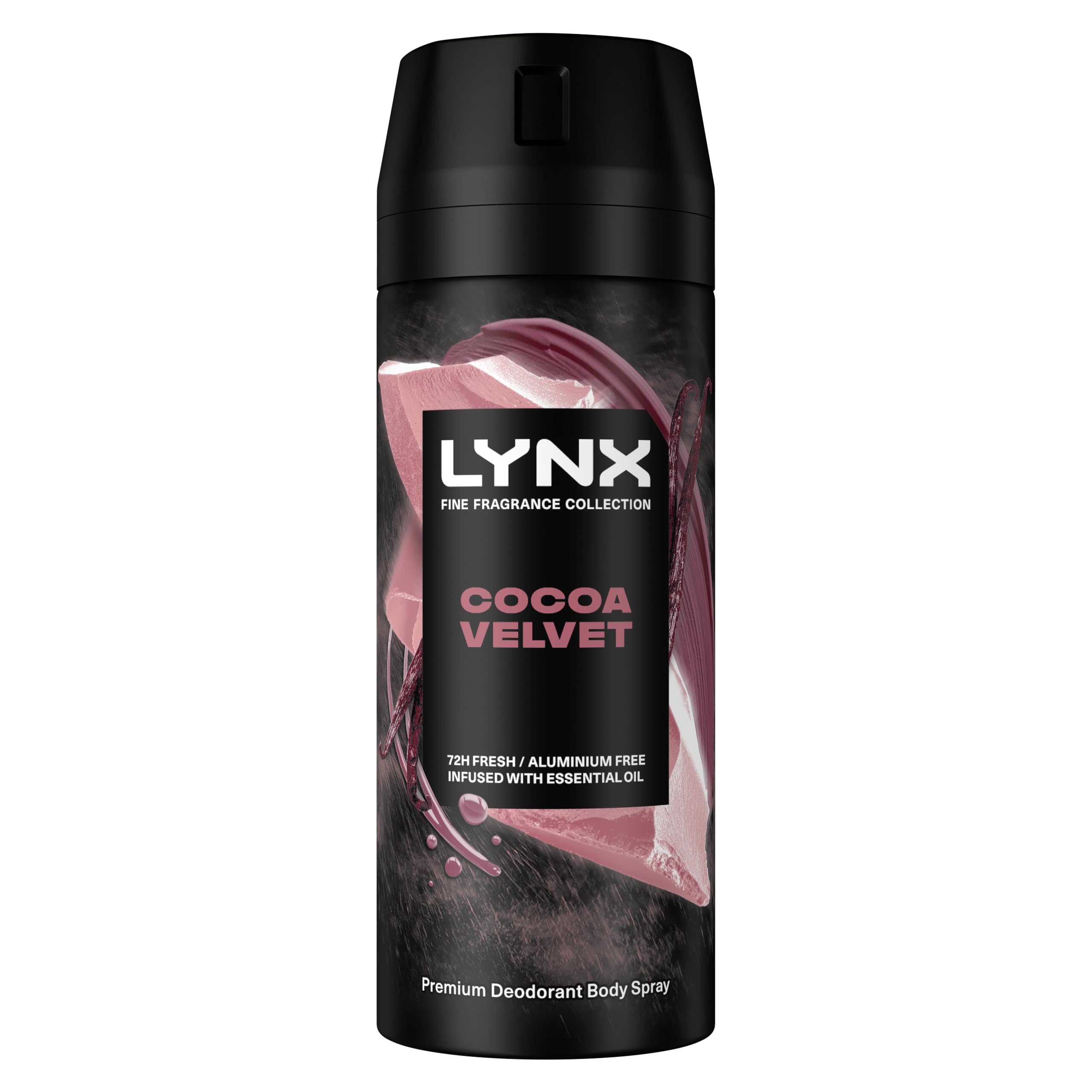 Lynx Body Spray Fine Fragrance Collection Cocoa Velvet For Men 150Ml, 3 Pack