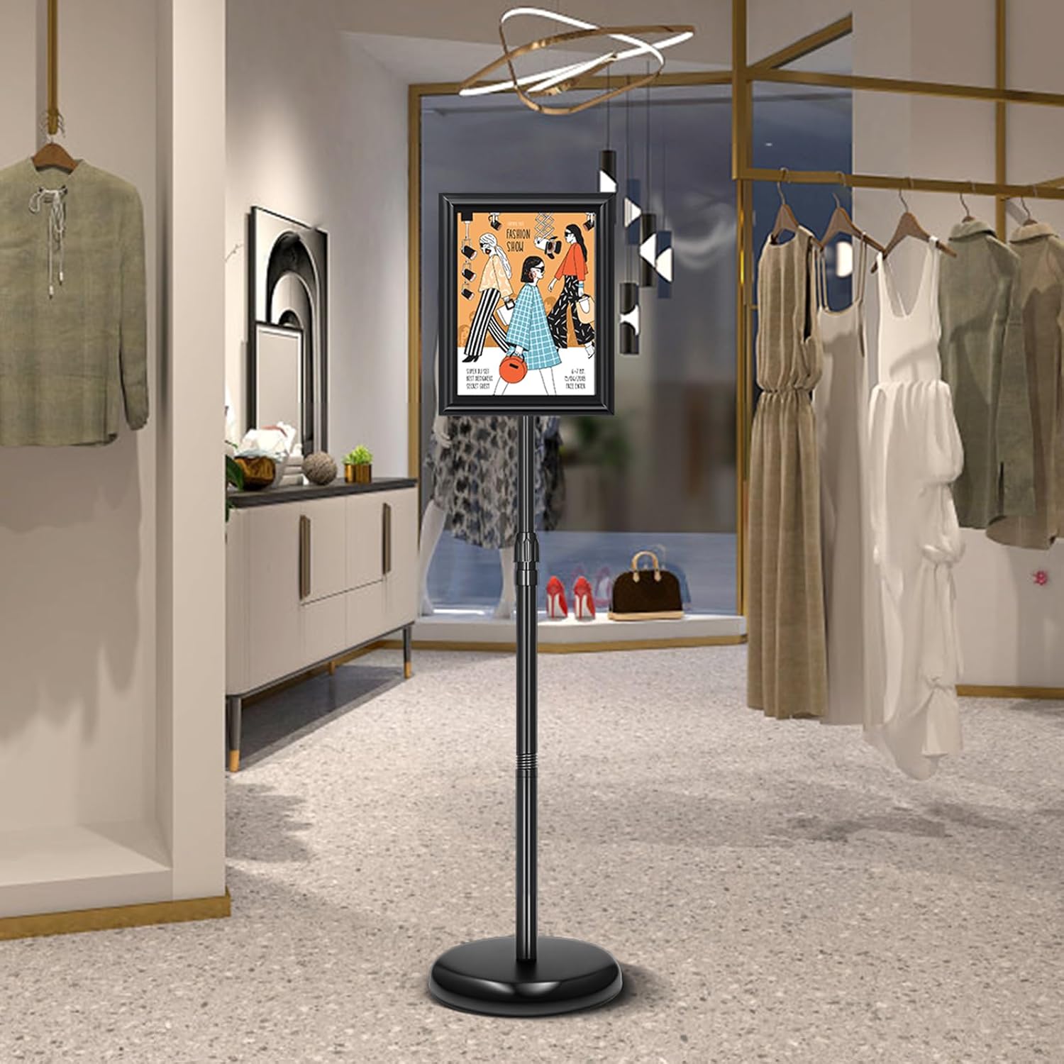 Sign Holder Stand 8.5x11 Inch, Adjustable Sign Stand with 360 Rotated Frame, Floor Standing Sign Holder, Snap-Open Frame Display, Outdoor Indoor Poster Display for advertising, Malls, Black - Image 7