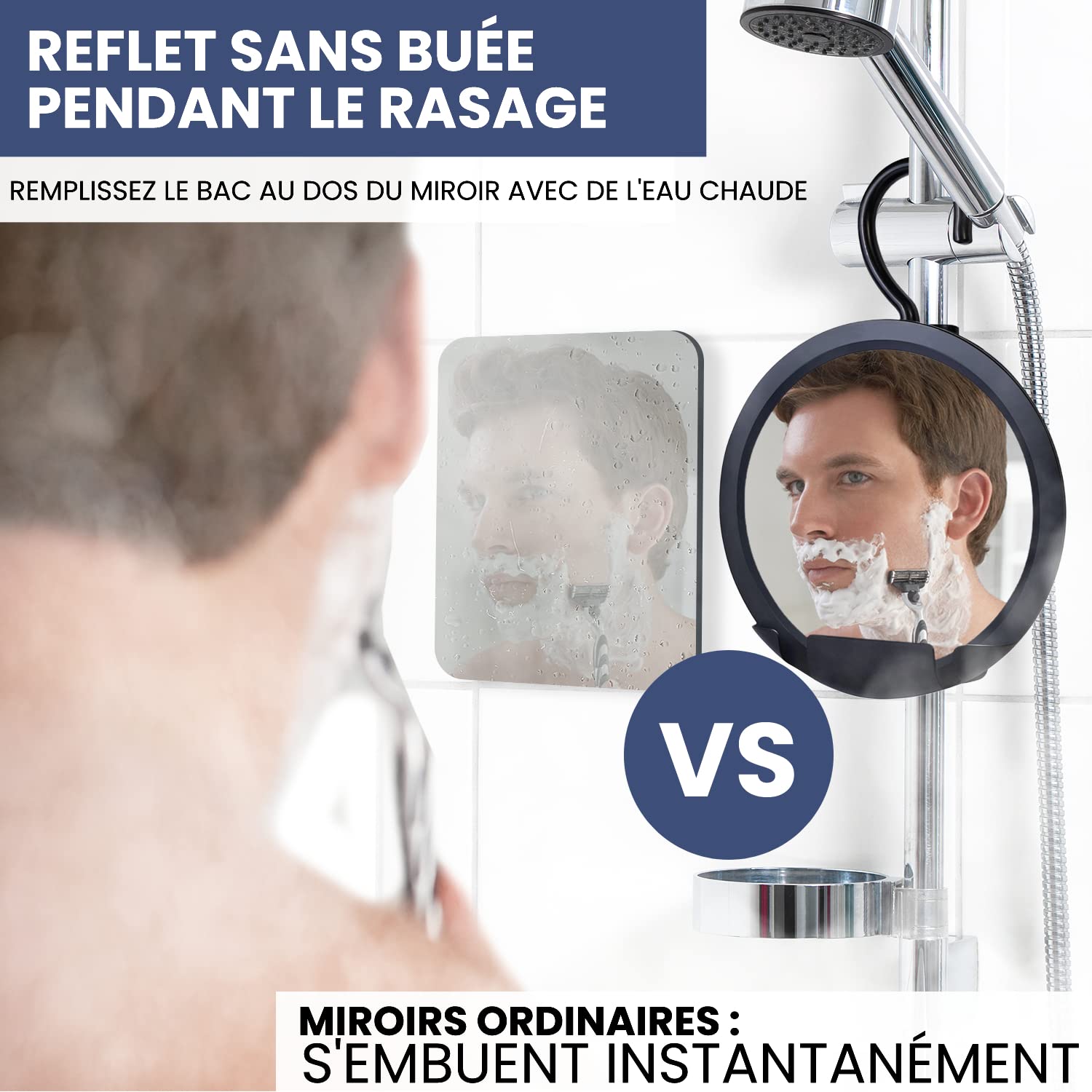 Miroir De Rasage Portable Anti-Brouillard Incassable – Ventouse Puissante Pour Douche, Voyage & Salle De Bain