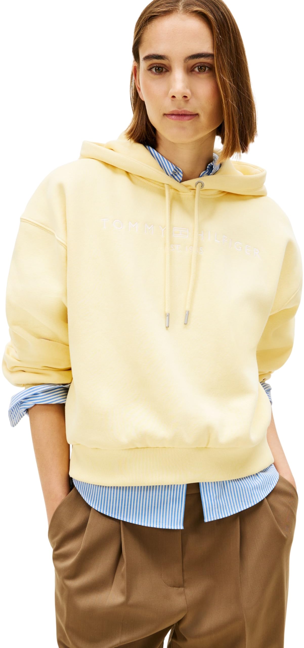 Tommy Hilfiger Damen Kapuzenpullover Corp Logo Mdrn Hoodie WW0Ww47832 – Yellow (Zesty Yellow), Größe S