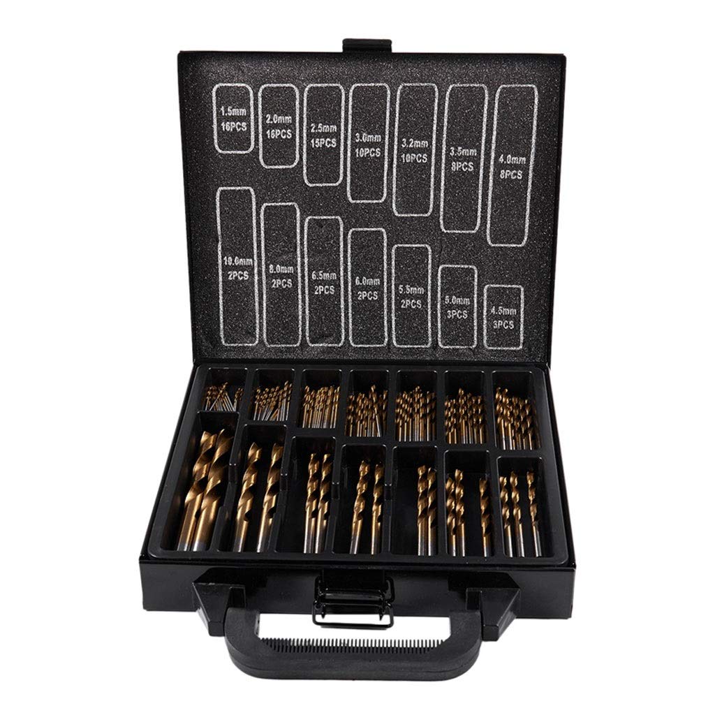 Set di Punte da Trapano 99 Pezzi di Punte da Trapano in Custodia in Metallo Set di Punte da Trapano in Titanio HSS da 1,5 mm-10 mm per la casa Fai da Te e edilizia Generale