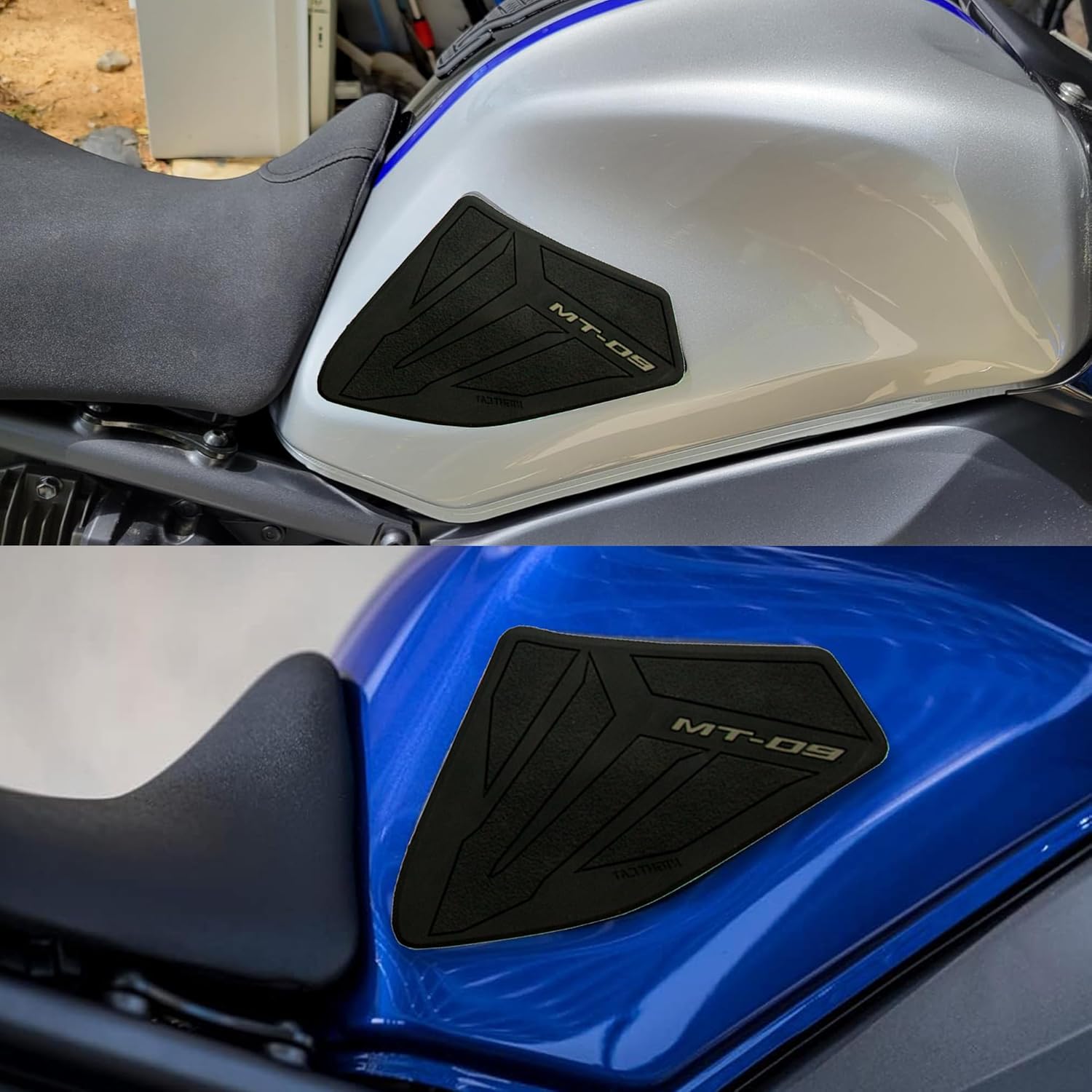 NIGHT CAT Motorcycle Fuel Tank Protector Compatible with MT-09 MT 09 MT09 Fuel Tank Pad Non-SlipTank Side Traction pad Gas Tank Sticker Set(Black)