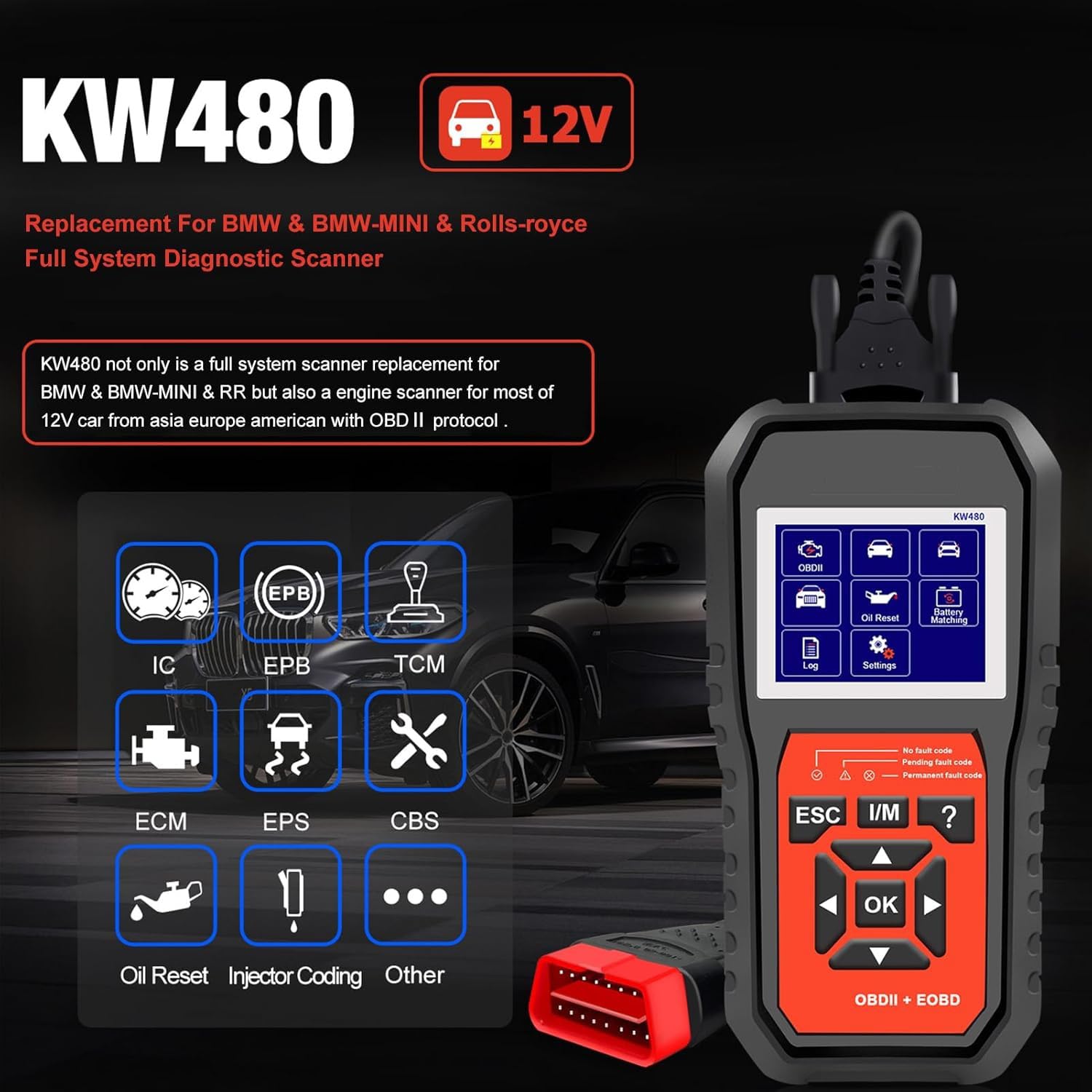 Herramienta de escaneo OBDⅡ de Sistema Completo, Coincidencia de batería, inspección DPF, SAS, programación, reemplazo de Coincidencia del Acelerador