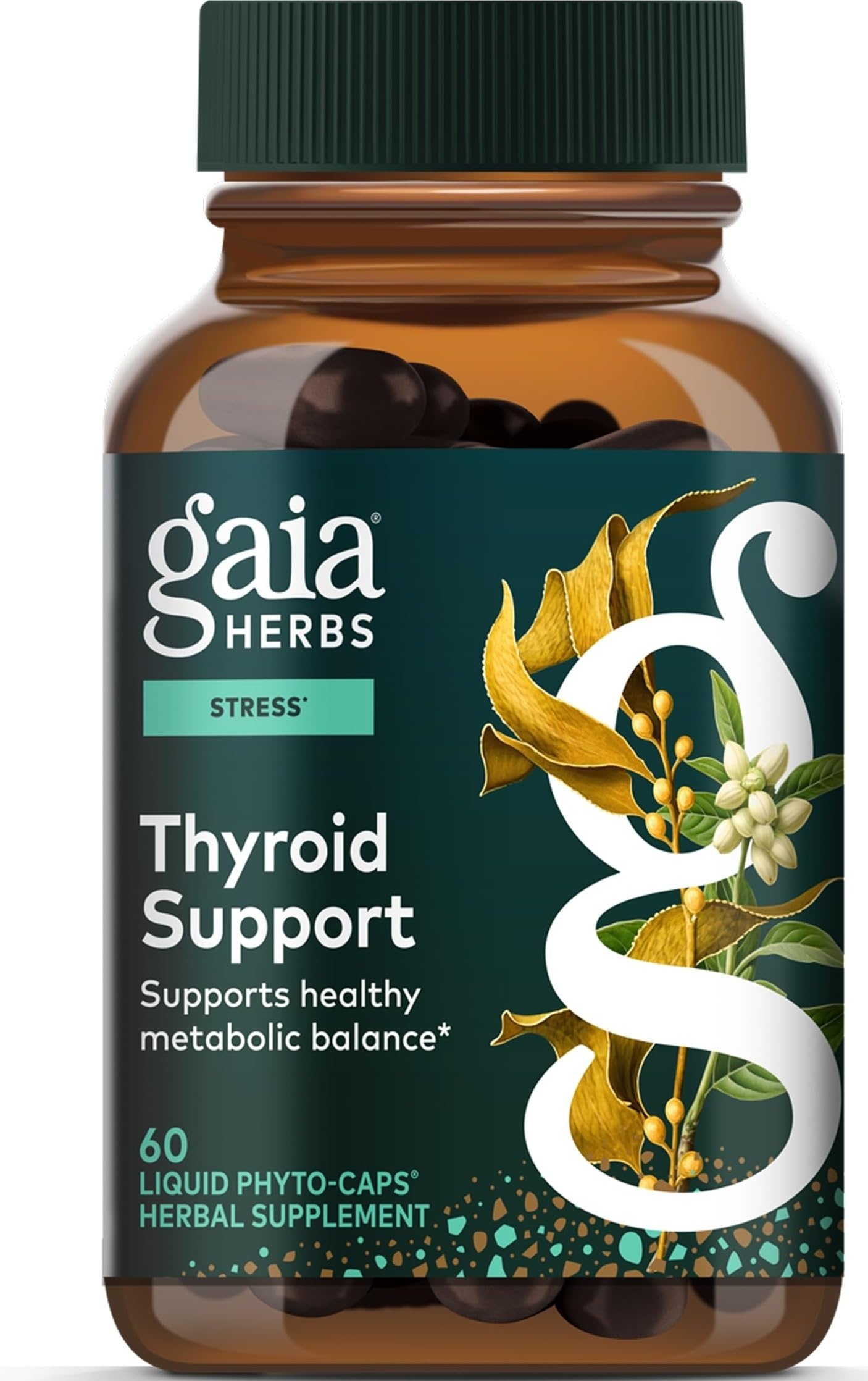 Gaia Herbs Thyroid Support, 60 Vegan Capsules, 30 Servings Unflavoured 60 Count (Pack of 1)