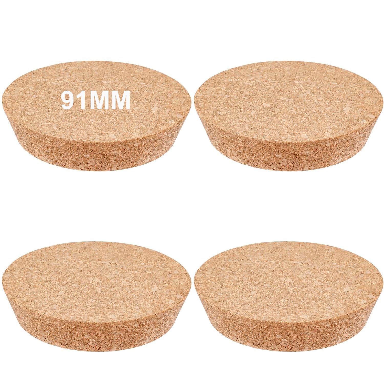 Bhina 4 Pieces 90mm Cork Taper Stoppers for Wine Bottles Large Natural Wood Tapered Stoppers Wood Replacement Lids for Wine Bottles, Glass Jars (9cm)