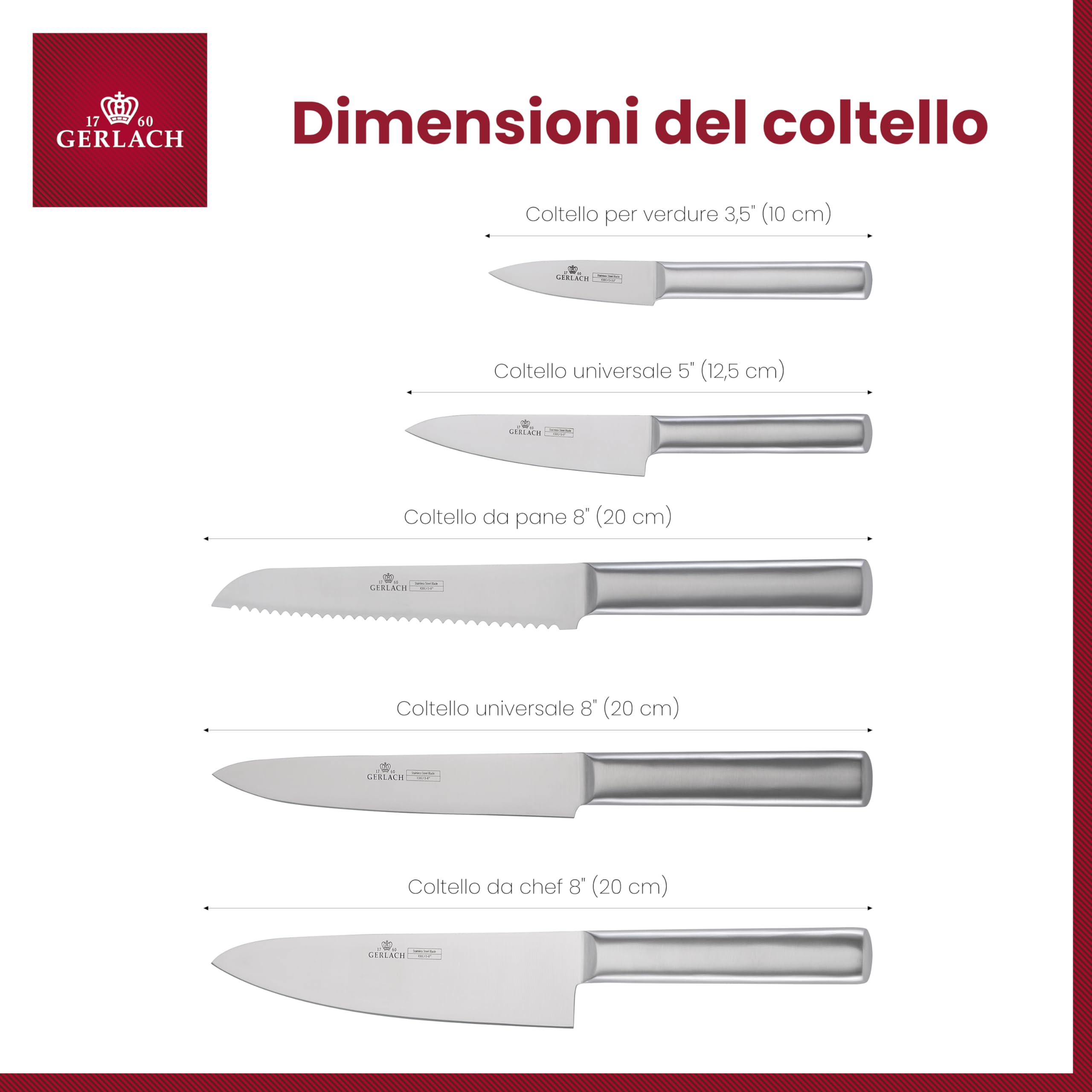 Gerlach G02-0983M-ZENB-05PU-S5S1-01 - Set di coltelli da cucina in blocco Ambiente-G02-0983M-ZENB-05PU-S5S1-01, in acciaio INOX