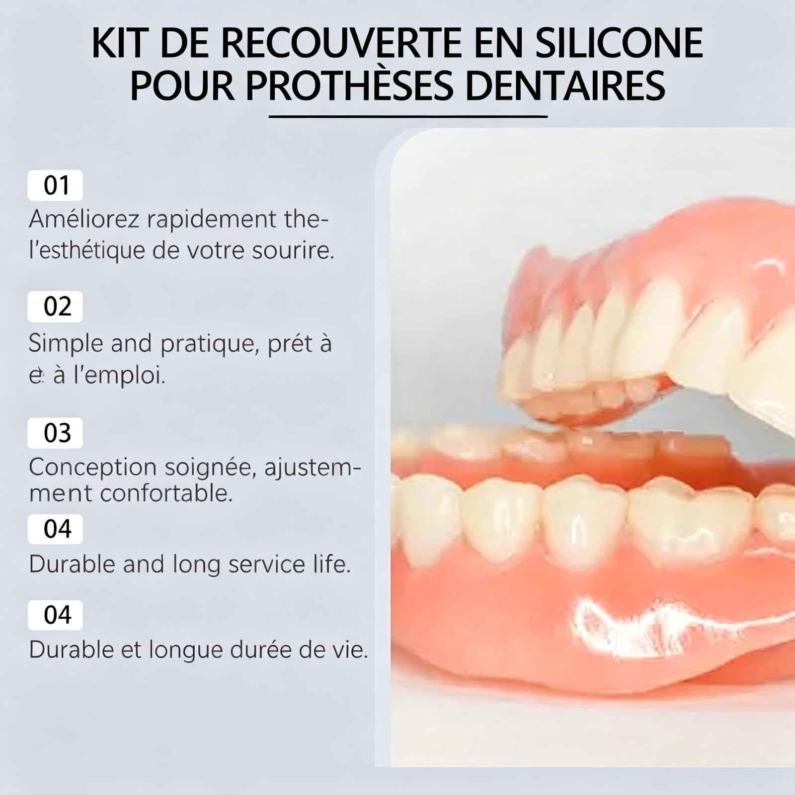 Prothèse Dentaire Silicone Bikenda, Souple Confortabl Appareil Dentaire en Silicone, Pour Hommes Et Femmes, Beautyof Your Smile (1 Pcs)