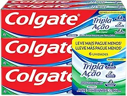Creme Dental Colgate Tripla Ação Menta Original 90g 6 unidades