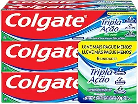 Creme Dental Colgate Tripla Ação Menta Original 90g 6 unidades