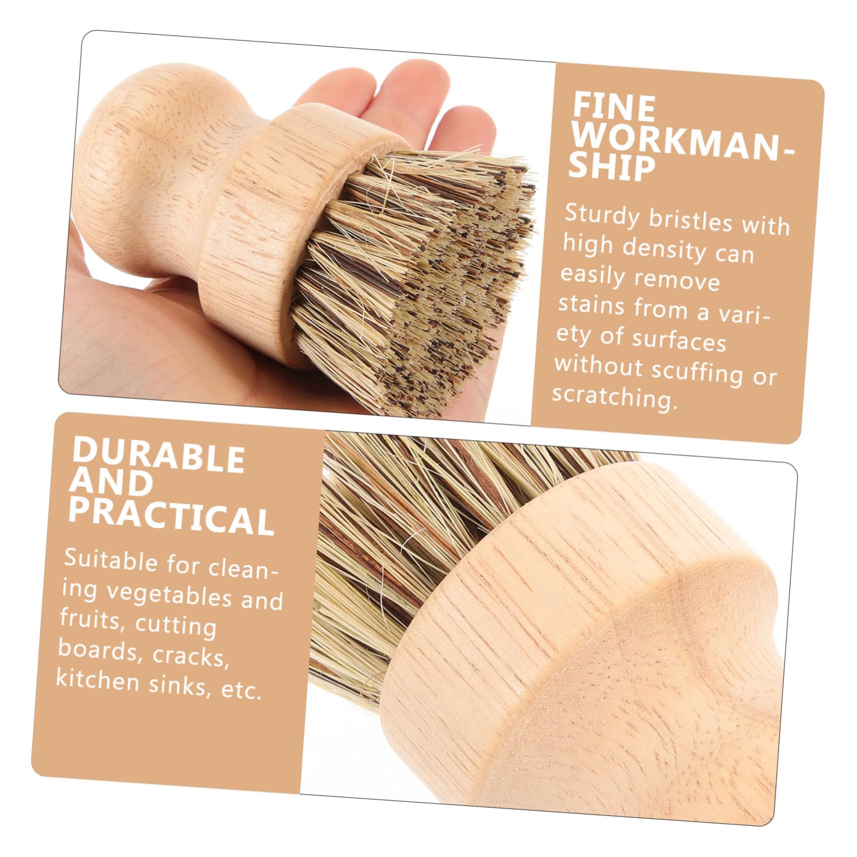 Beaupretty 6piezas Cepillos De para Fregar y Ollas De Cepillos De Cocina De Madera Cerdas Ecológicas para Limpiar Fregaderos y Utensilios De Cocina