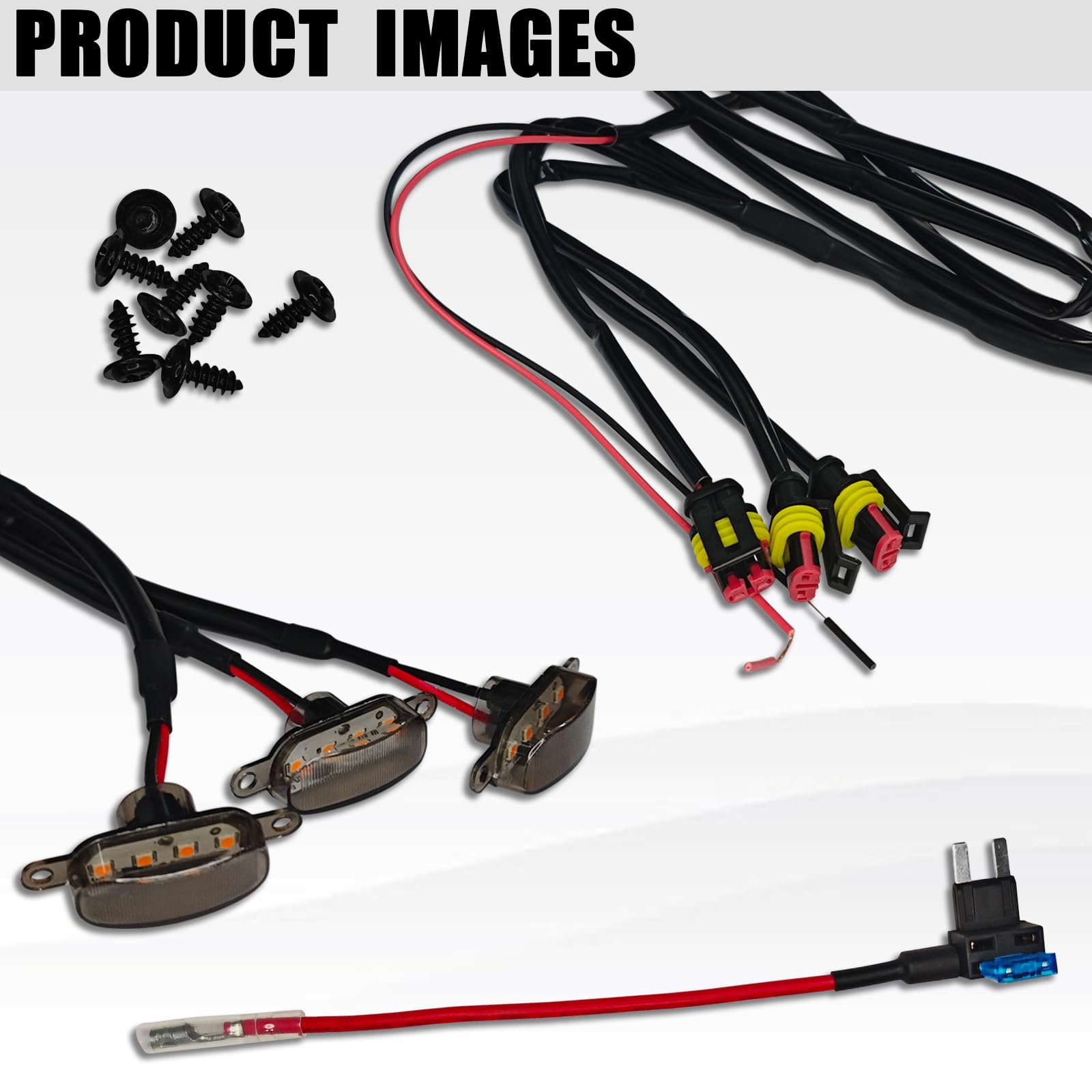 Lights Kühlergrill Scheinwerfer kompatibel mit Ram 1500 2004-2019 Ersatz-Kühlergrill für Ram 1500 2004-2019, bernsteinfarbene LED-Standlichter, mit Gurt und Sicherung, 3 Stück