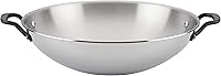 KitchenAid 15-Inch 5-Ply Clad Stainless Steel Wok - Induction Compatible, Dishwasher Safe Stir-Fry Pan