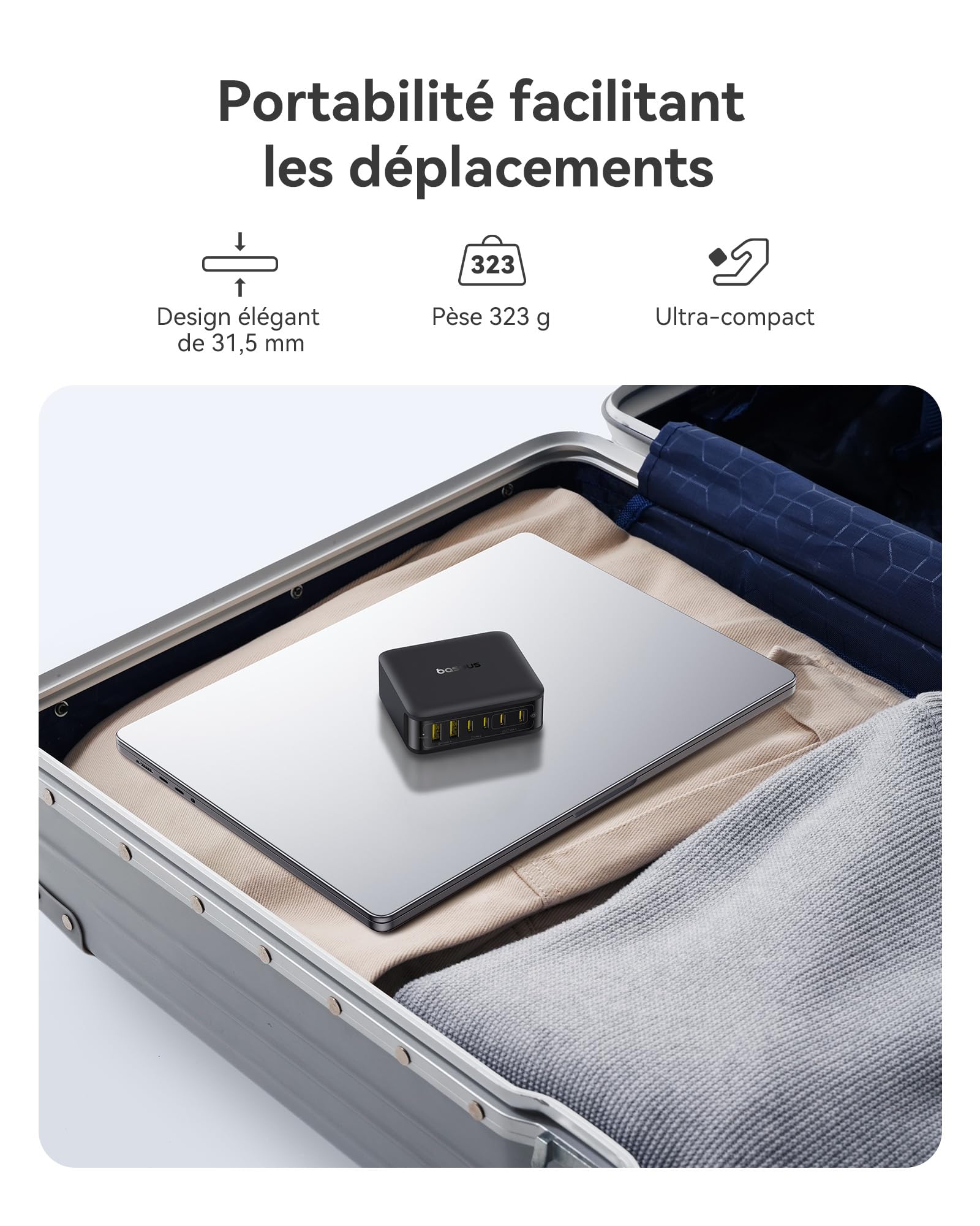 Baseus Chargeur USB C 120W, Station de Charge 6-Port, Chargeur Rapide pour iPhone 16/16 Plus / 16 Pro / 16 Pro Max/séries 15/14/ 13, MacBook Air, Pixel, Galaxy, iPad, et Autres