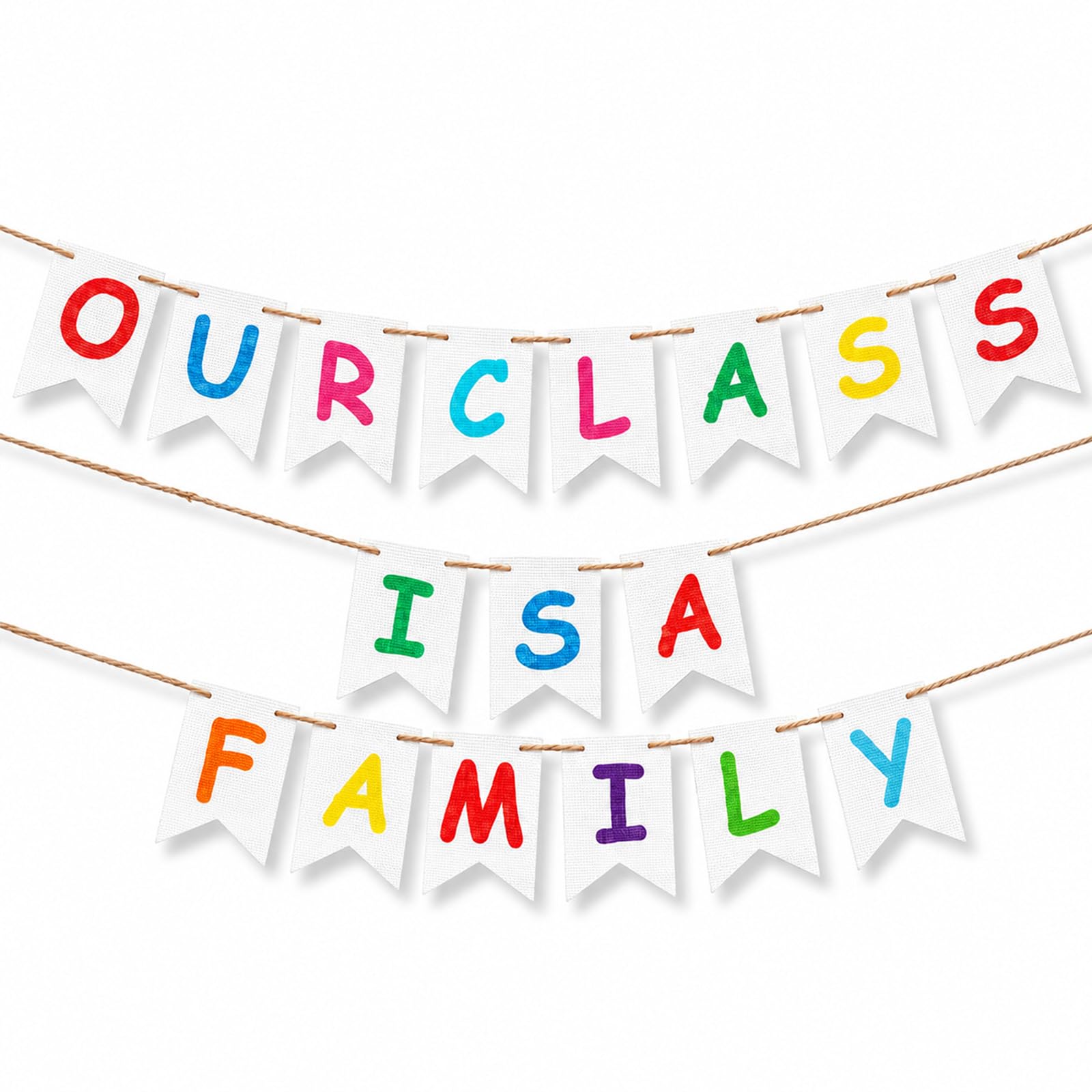 Décoration premier jour d'école Hahafelt Our Class Is a Family avec guirlande pour bureau