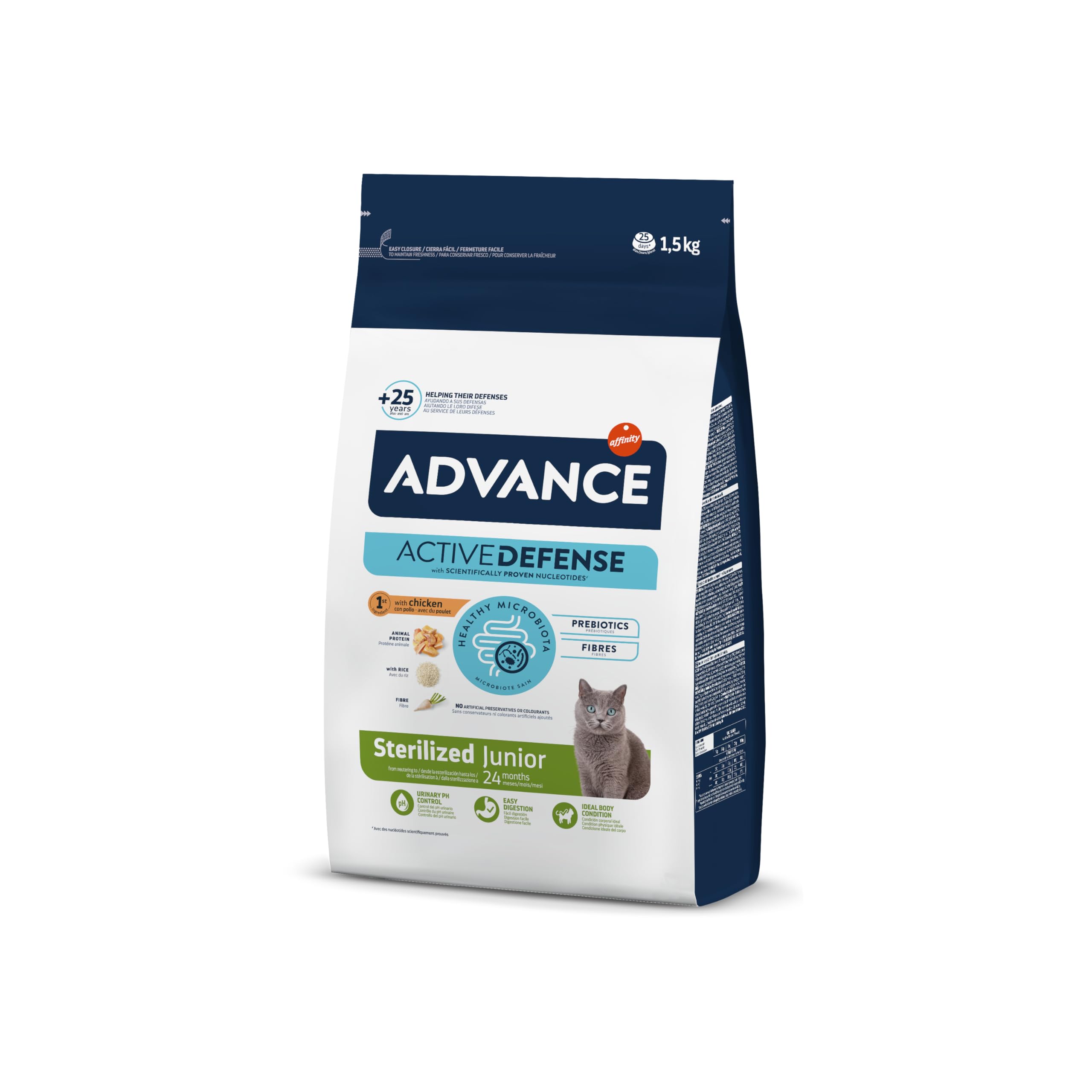 Advance Cat Junior Sterilized, Pienso para Gatitos Junior Esterilizados con Pollo, 1,5kg