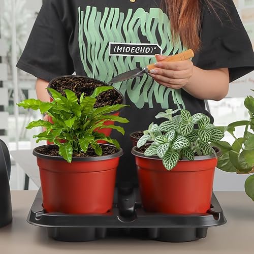 Miniatura 68 de Bandejas redondas de 12 celdas para macetas de semillero gruesas y duraderas, bandejas de transporte para sostener macetas de 4 pulgadas