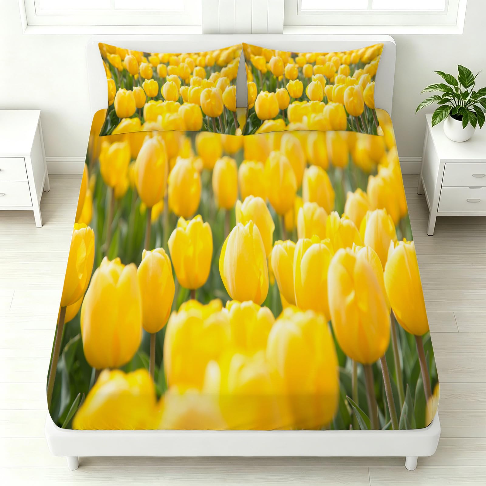 Sábana Bajera Ajustable 180 x 200 Tulipane Mar de Flores