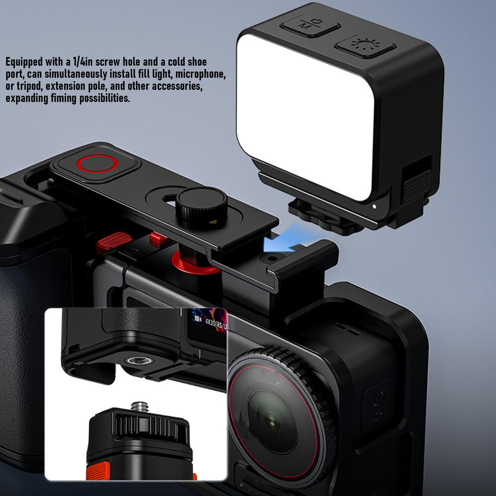Sxhlseller Kit Impugnatura per Fotografia di Strada per 5 Pro 4 3, Impugnatura Ergonomica Antiscivolo e Gabbia in Lega di Alluminio con Sgancio Rapido Magnetico, per Fotografia All'aperto e