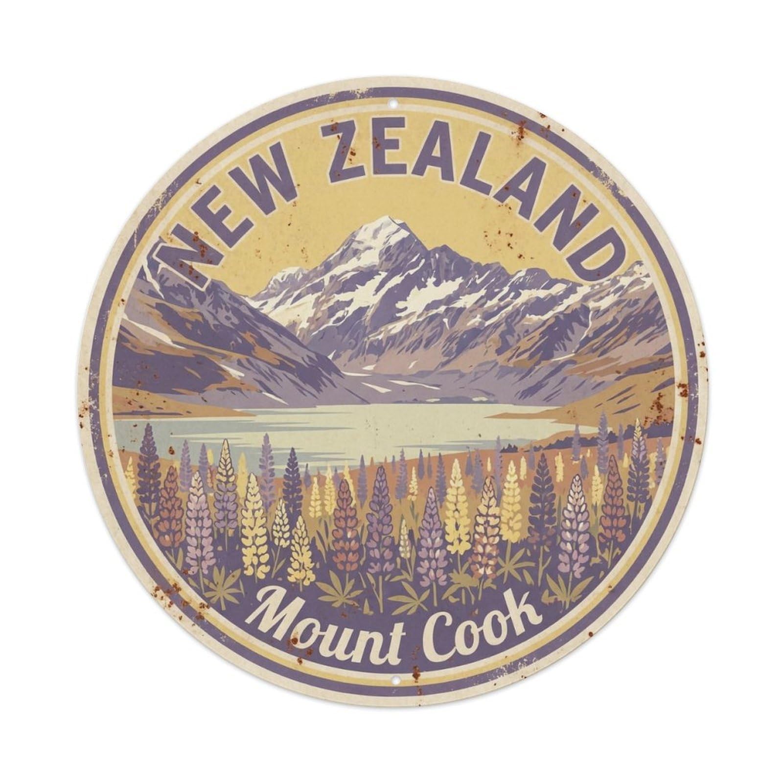 Vintage Travel New Zealand Nostalgia Vintage Metal Tin Sign Plaque Wall Decor for Cafe, Club Bar, Office, Garden Metal Poster 8x8Inch