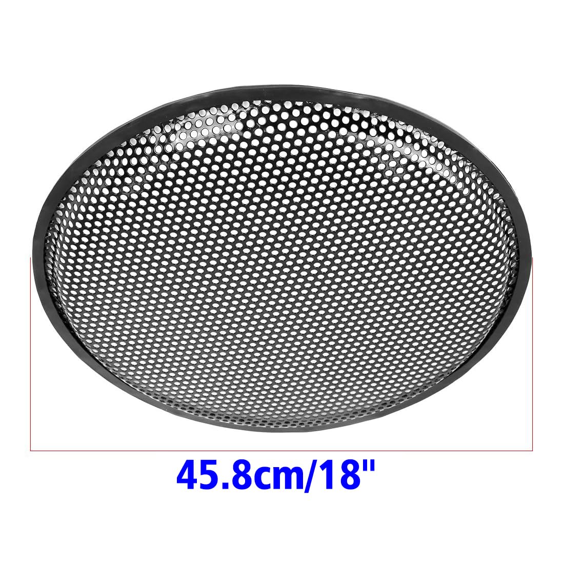 Lot de 2 grilles de protection gaufrées en métal pour haut-parleur de caisson de basses, caisson de basses, avec bord en caoutchouc et clips, 45,7 cm, noir