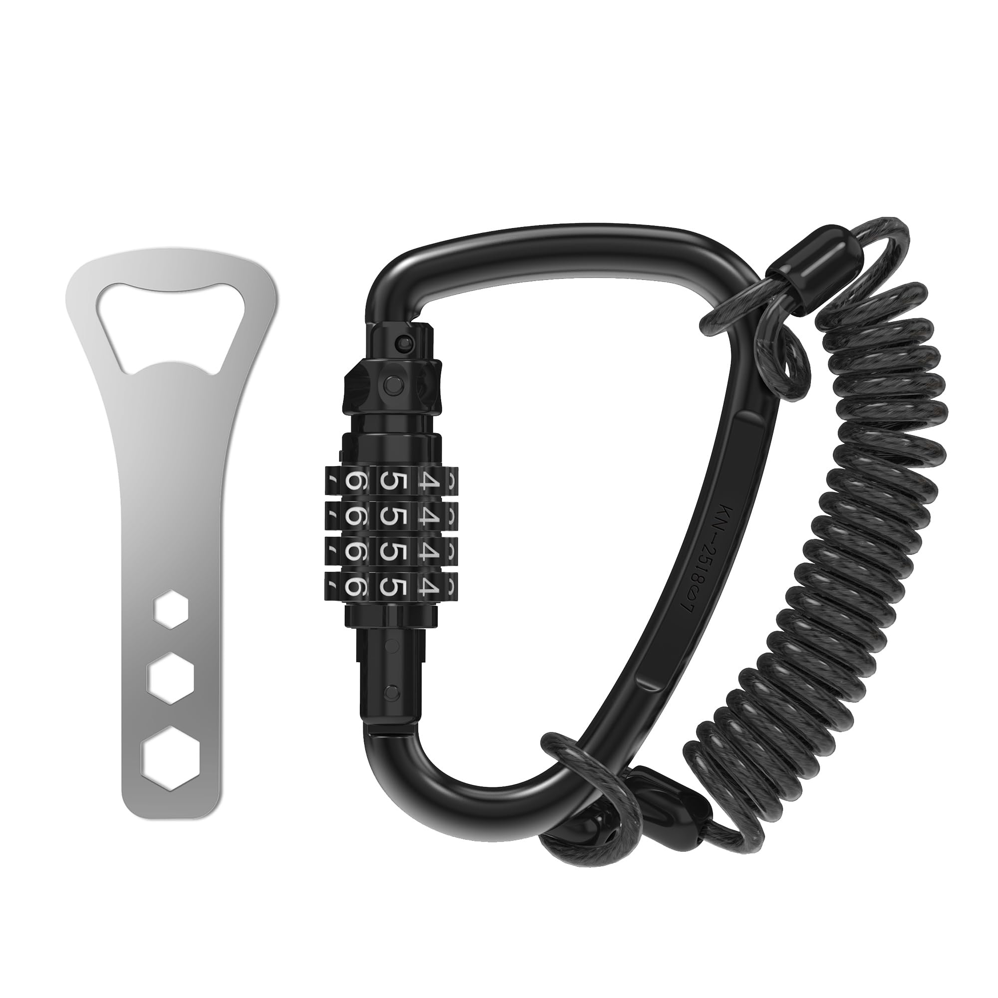 UP Security Combination Lock D Ring with Retractable Cable, 3 Digit Combo Lock for Helmet Safe, Backpack, Luggage Anti-Theft, Stroller, Scooter, Gym Locker, Fence, Travel, Outdoor Use (D Ring, Black)