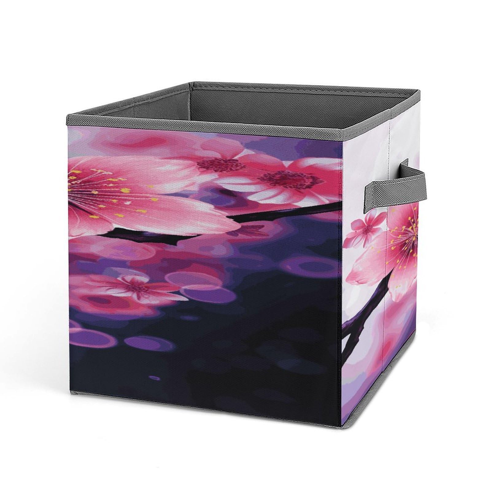 Fodpand Style Flower2 Storage Cubes Foldable Decorative Fabric, Storage Bins Baskets With Handles, Closet Organizers And Storage For Home, Office,Closet, Clothes