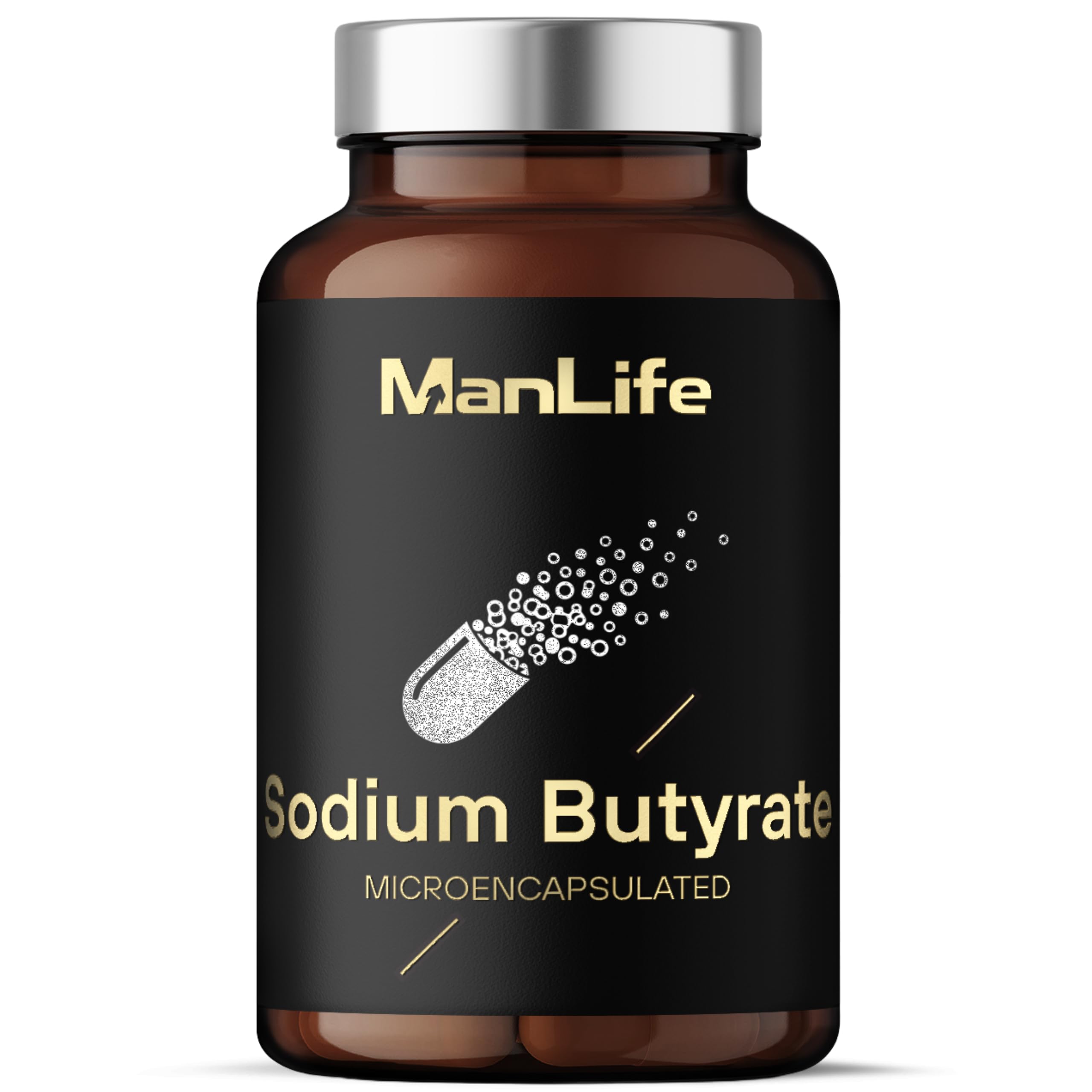 Natriumbutyrat 1500 mg mikroverkapselt, Buttersäure für Darmflora & unterstützt das Mikrobiom | 90 vegane Kapseln Sodium Butyrate
