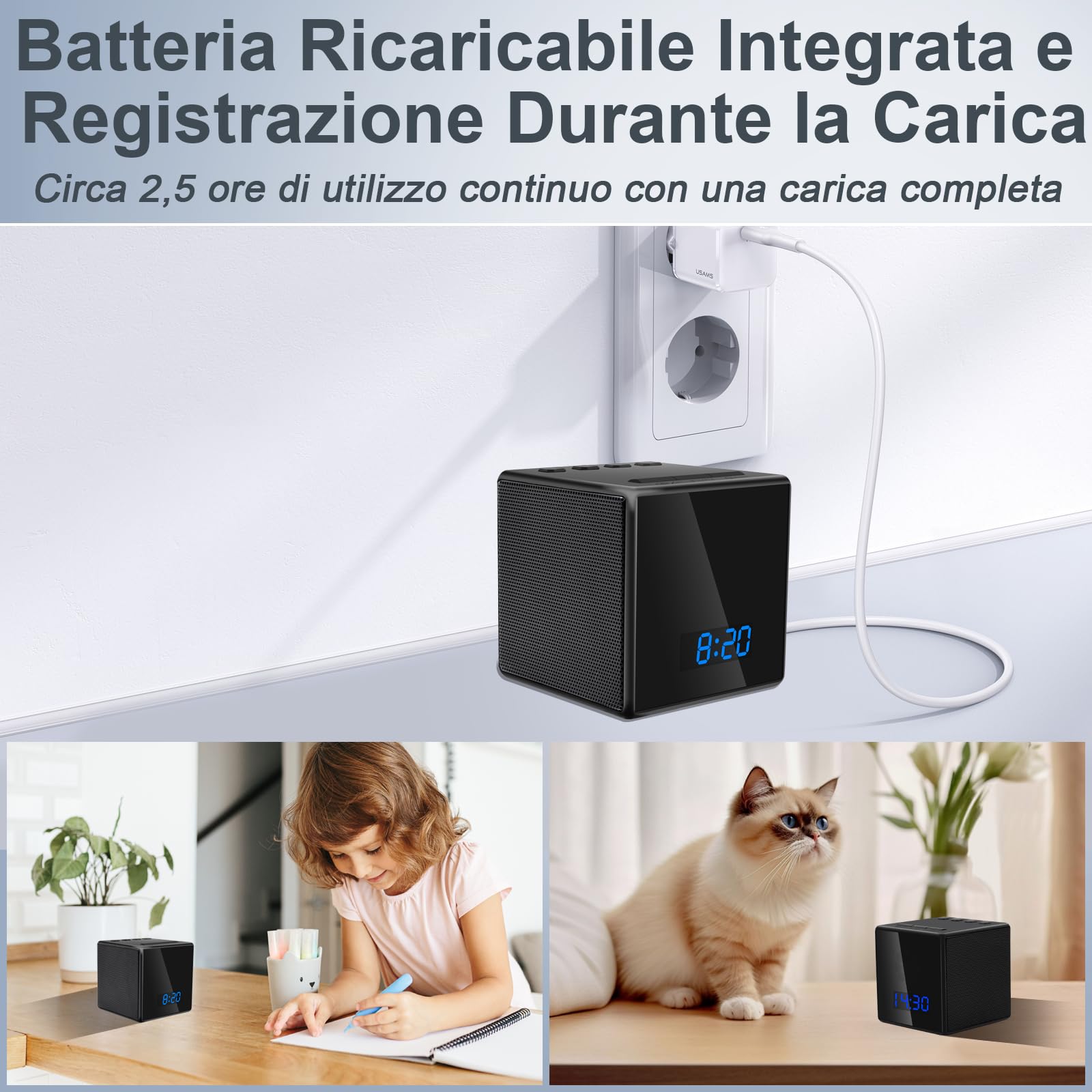 LXMIMI Telecamera Nascosta WiFi 2,4&5Ghz, Orologio Mini Telecamera Spia WiFi HD 1080P Telecamera Nascosta Spia Supporto Bluetooth, Visione Notturna e Rilevamento del Movimento