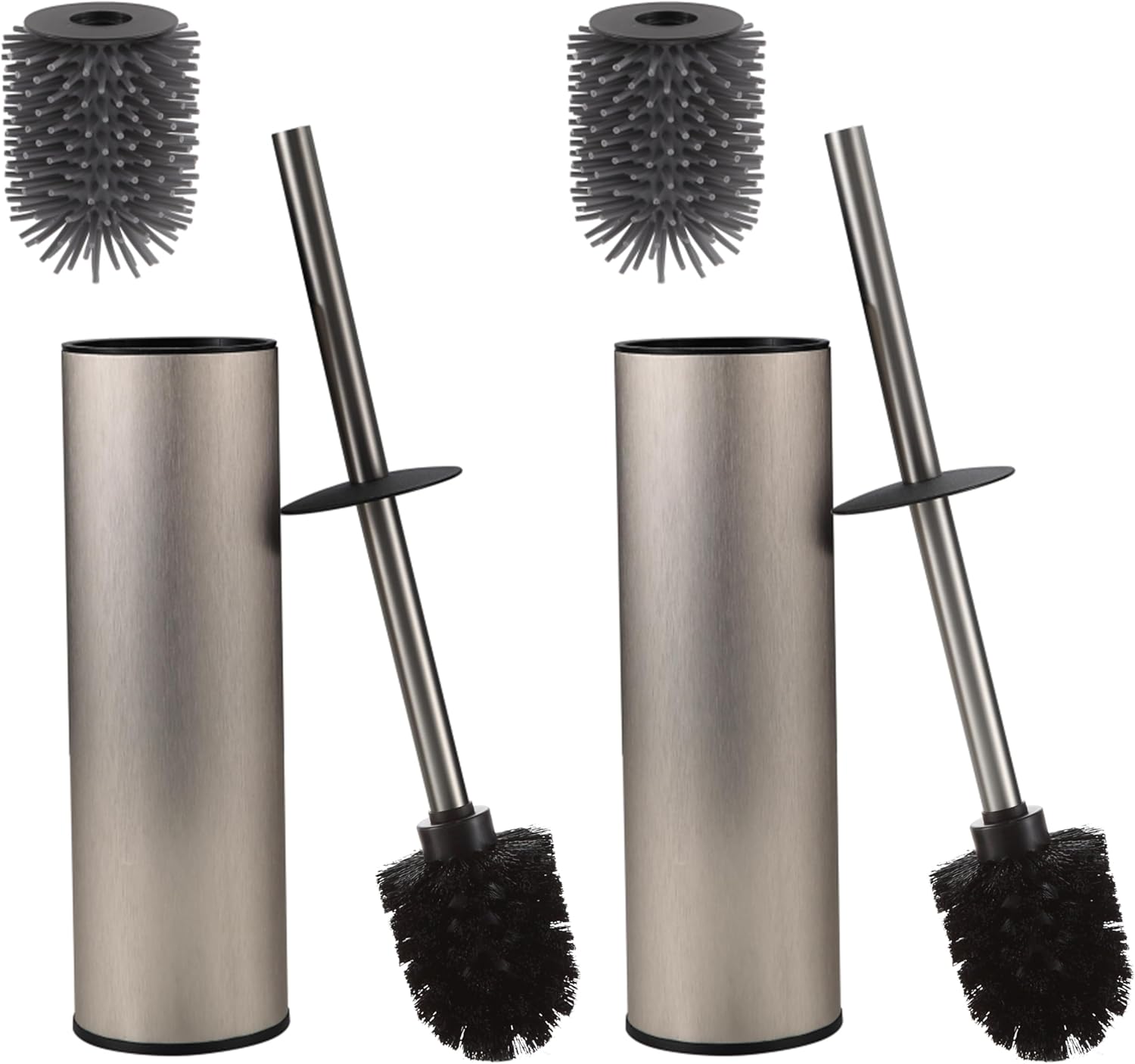 Toilet Brush and Holder,Stainless Steel Toilet Brushes for Bathroom with Holder 2pack Brushed Nickel