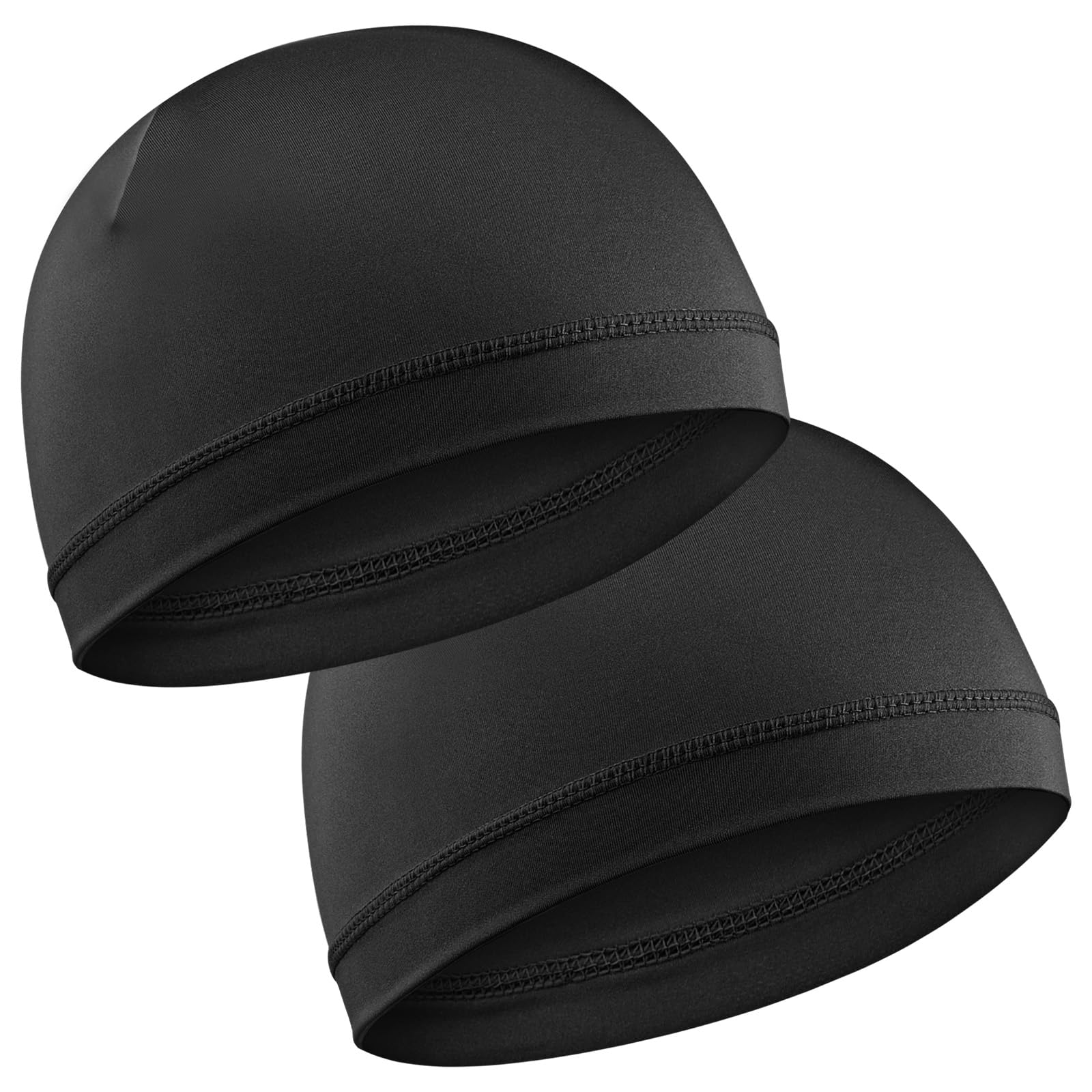 AUNGKWANG 2 stuks Durag met lange staart, piratenbandana, uniseks Durag heren zijden piratenbandana's met lange staart en brede bandjes voor mannen en vrouwen, dagelijkse hiphop-decoratie, zwart, One