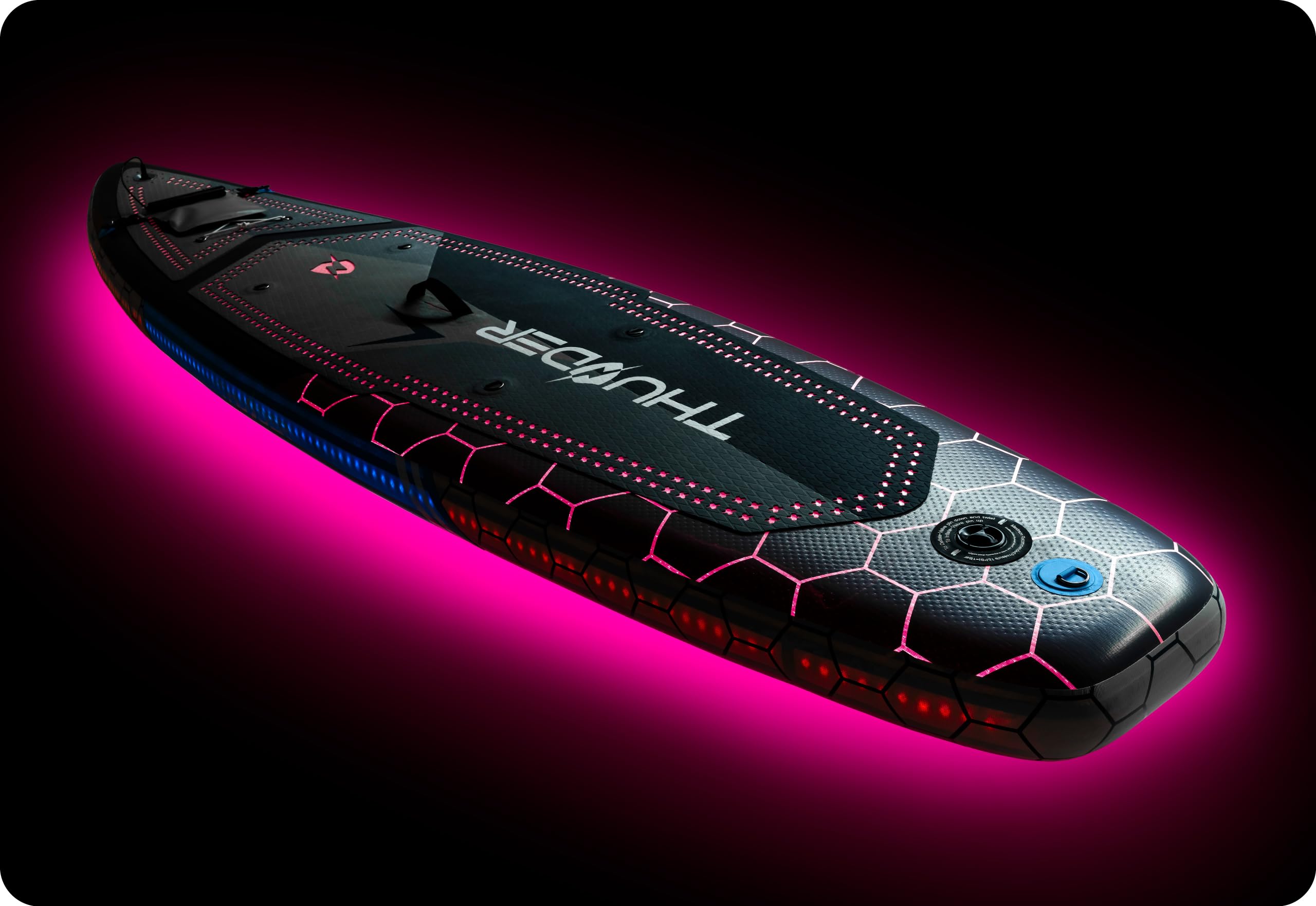 THUNDER Pro LED Sup Board 320 cm con sedile Kayak – Stand Up Paddle Board Gonfiabile con Illuminazione RGB LED, Pompa, Paddle & Zaino – Set Sup fino a 150 kg