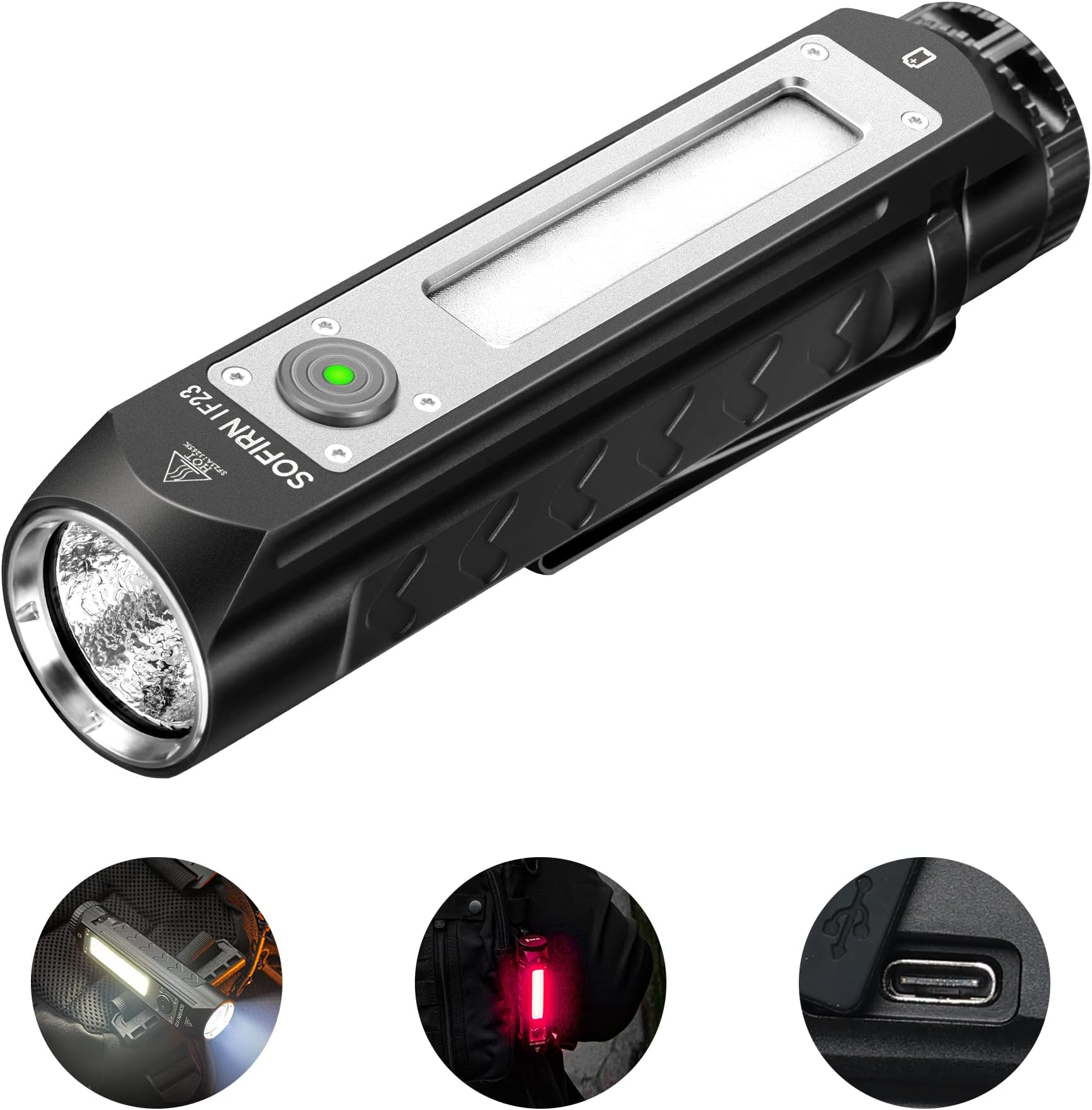 Rechargeable Flashlights High Lumens, Sofirn IF23 4000lm Super Bright Flashlight, EDC Flashlight, Led Flashlight, Emergency Flashlights for Home, RGB Magnetic Flashlight