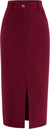 PRETTYGARDEN Corduroy Skirt Women Fall Fashion 2025 High Waisted Pencil Midi Skirts Business Casual Work Office Winter Outfit