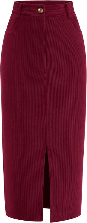 PRETTYGARDEN Corduroy Skirt Women Fall Fashion 2025 High Waisted Pencil Midi Skirts Business Casual Work Office Winter Outfit
