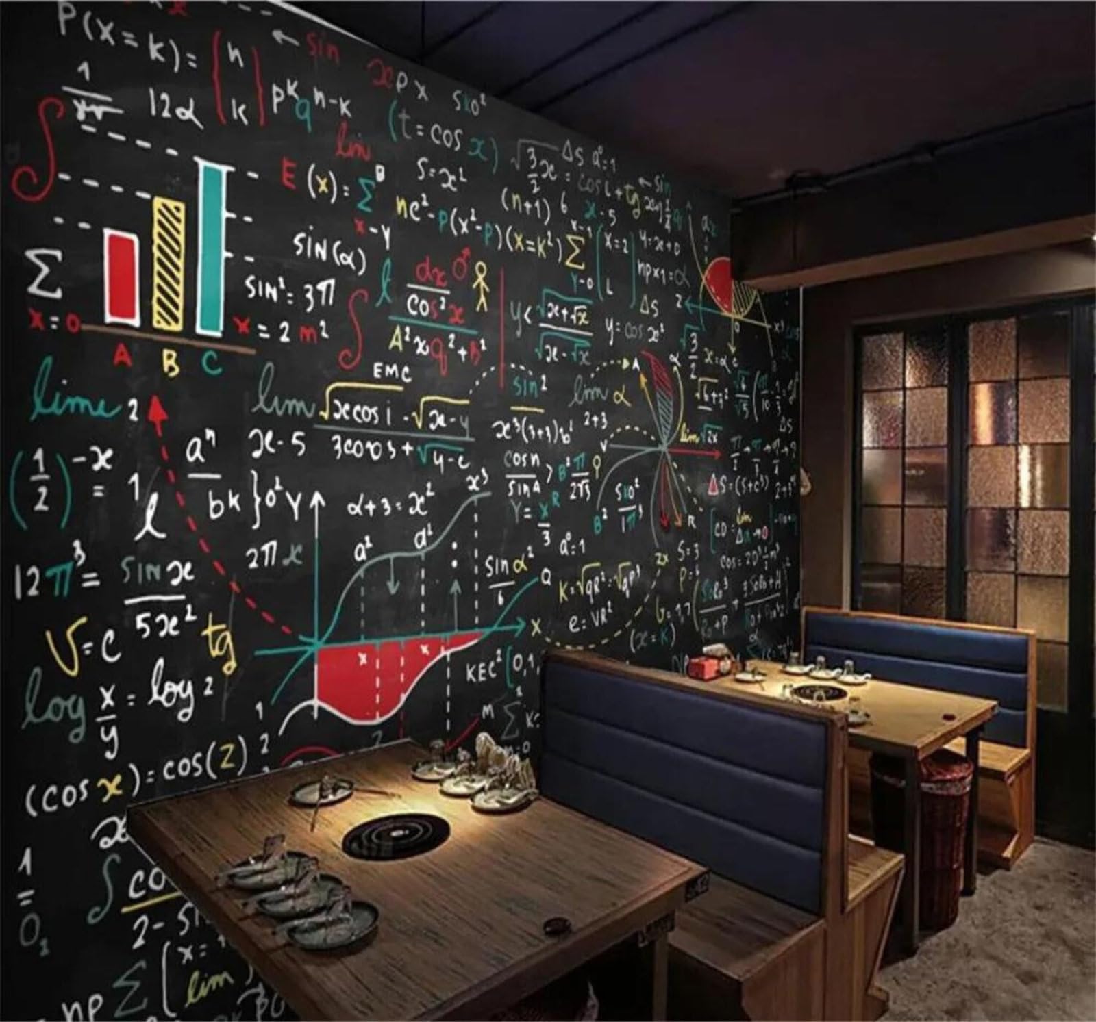 Tzxztt 300Cm×210Cm(B×H) Hand Drawn Unique Art Colourful Chalk Blackboard Modern 3D Wallpaper Premium Textured Silk Neutral Tones Material Ideal For Living Room Bedroom-300Cm×210Cm