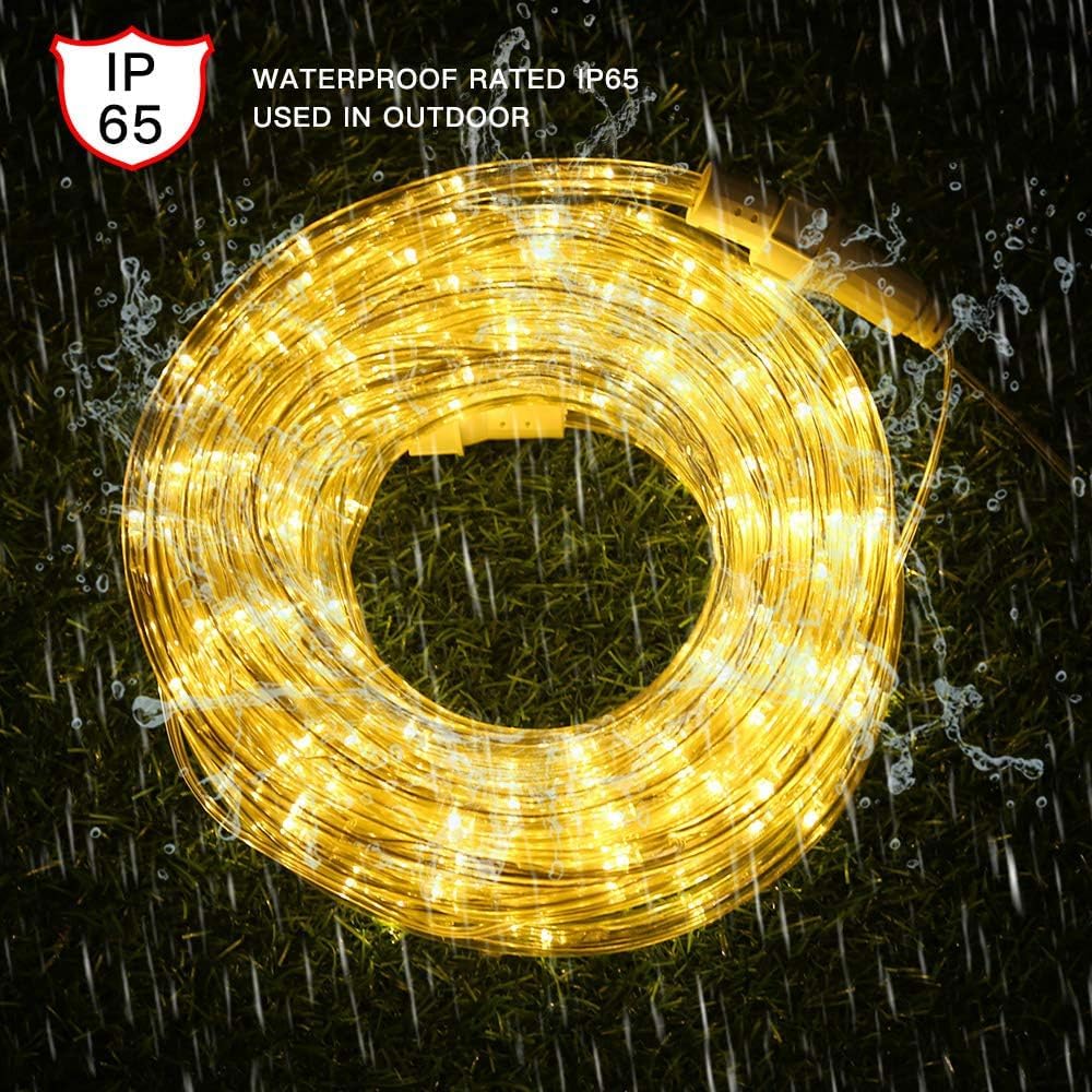 LED Lichtschlauch, 25m Länge, Außenbereich, Warmweiß 2200K, IP65 Wasserdicht, Dimmbar, PVC-Rohr, 899 LEDs, 4m Anschlusskabel, Ganzjährig, Garten & Terrasse
